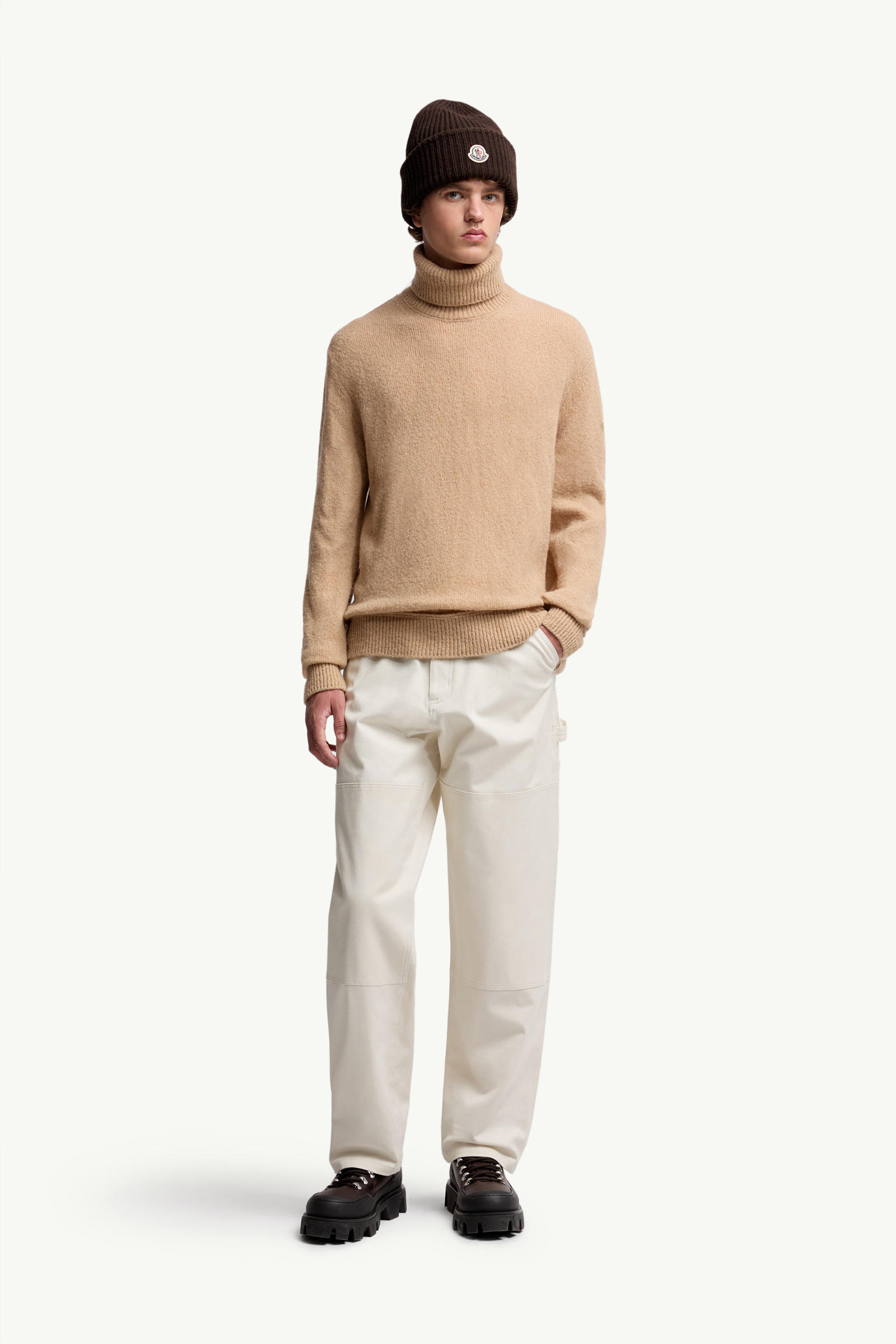 Rollkragenpullover aus Wollmischung Herren Beige Moncler 0