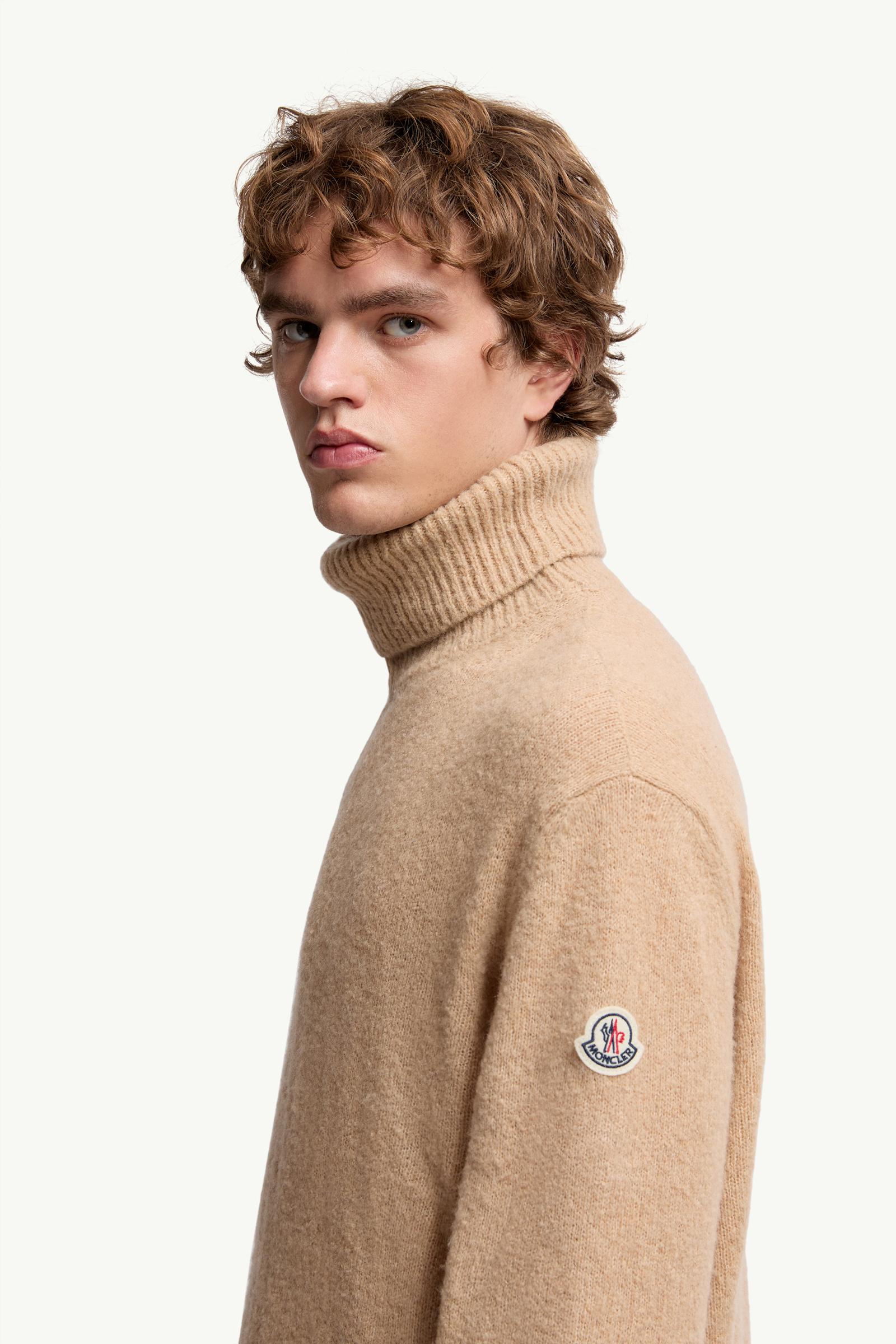 Beige Wool Blend Turtleneck Sweater - Sweaters & Cardigans for Men