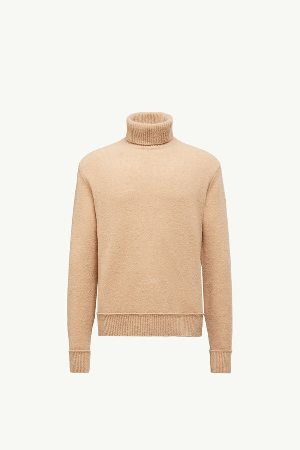 Wool Blend Polo Neck Jumper Men Beige Moncler 0