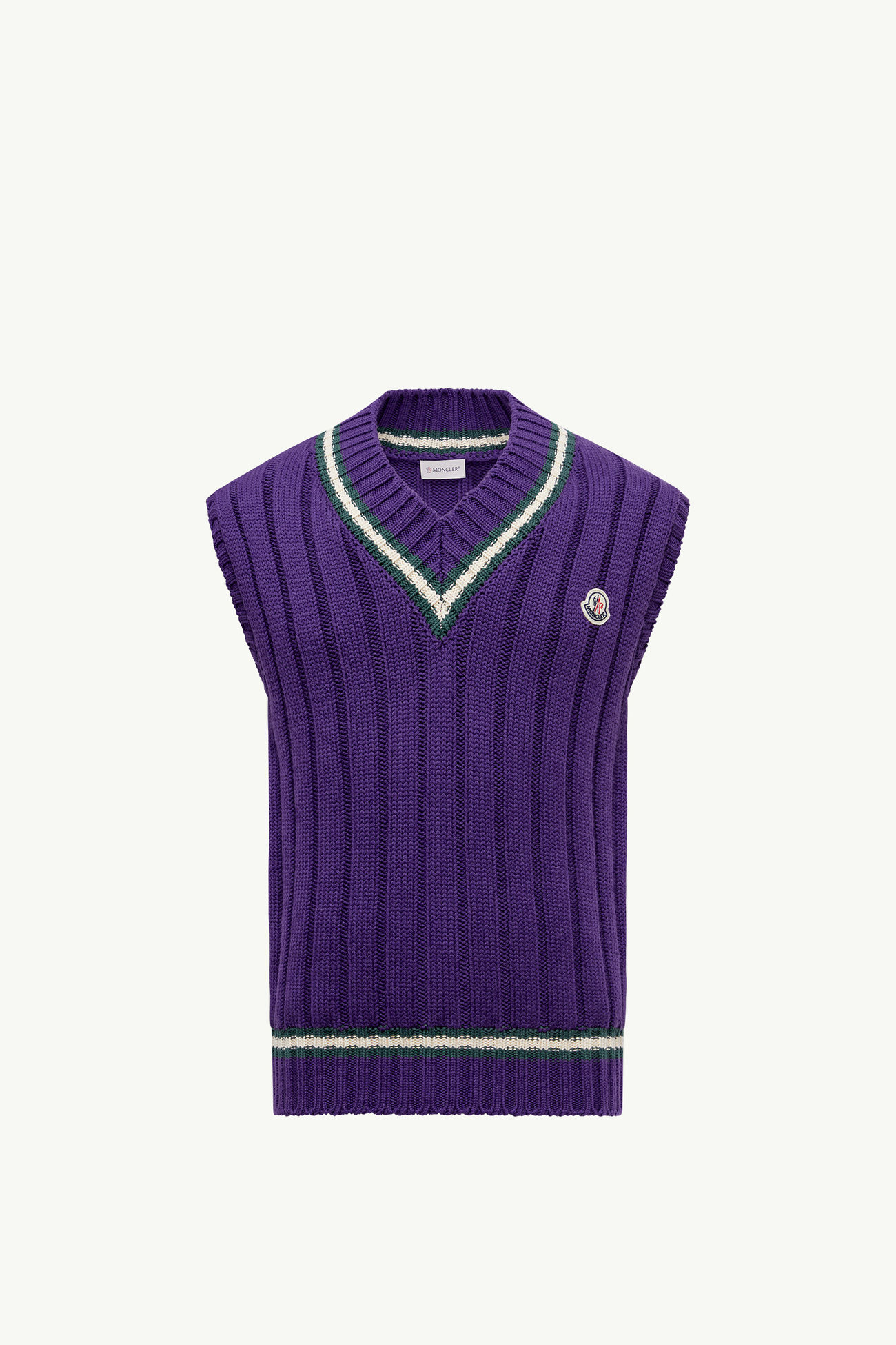 Gilet con scollo a V in lana e cotone Uomo Viola Moncler 2