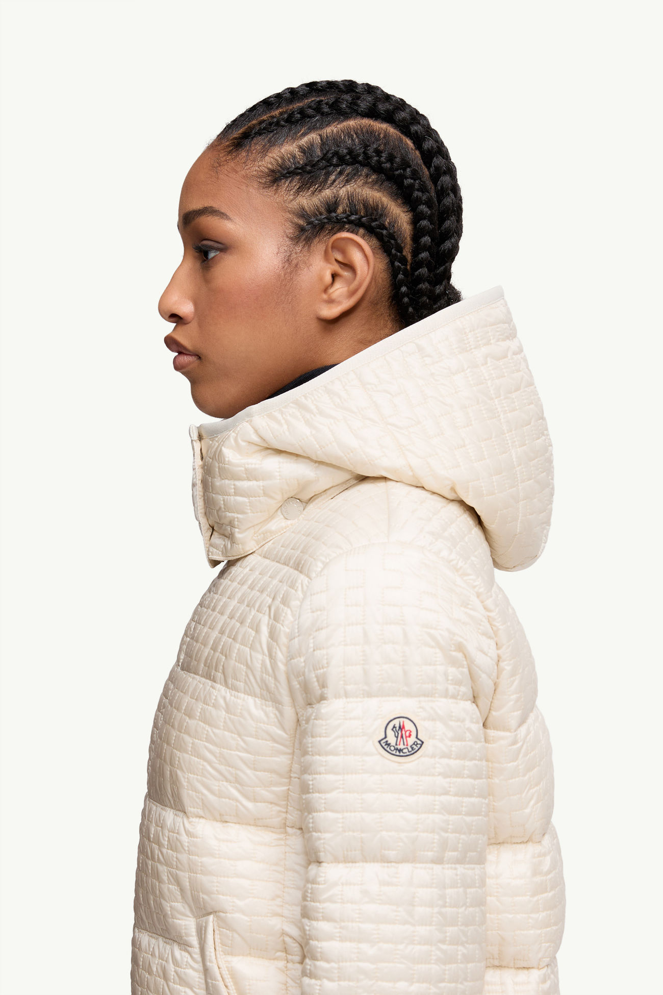 Doudoune courte à capuche et matelassage géométrique Gisors Femmes Beige Clair Moncler 1