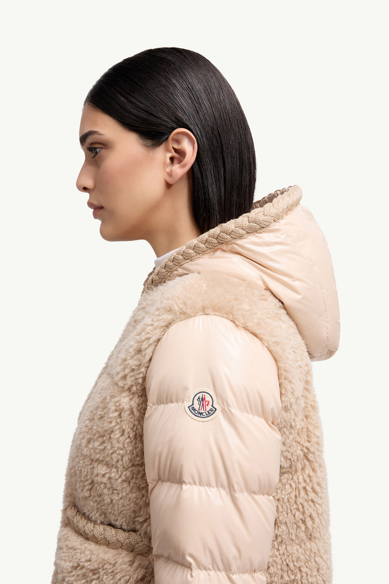 Plantay 후드 테디 쇼트 다운 재킷 여성 베이지 Moncler 1