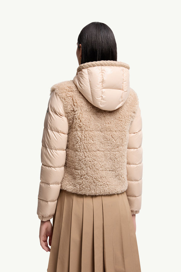 Plantay Hooded Teddy Short Down Jacket Women Beige Moncler 4
