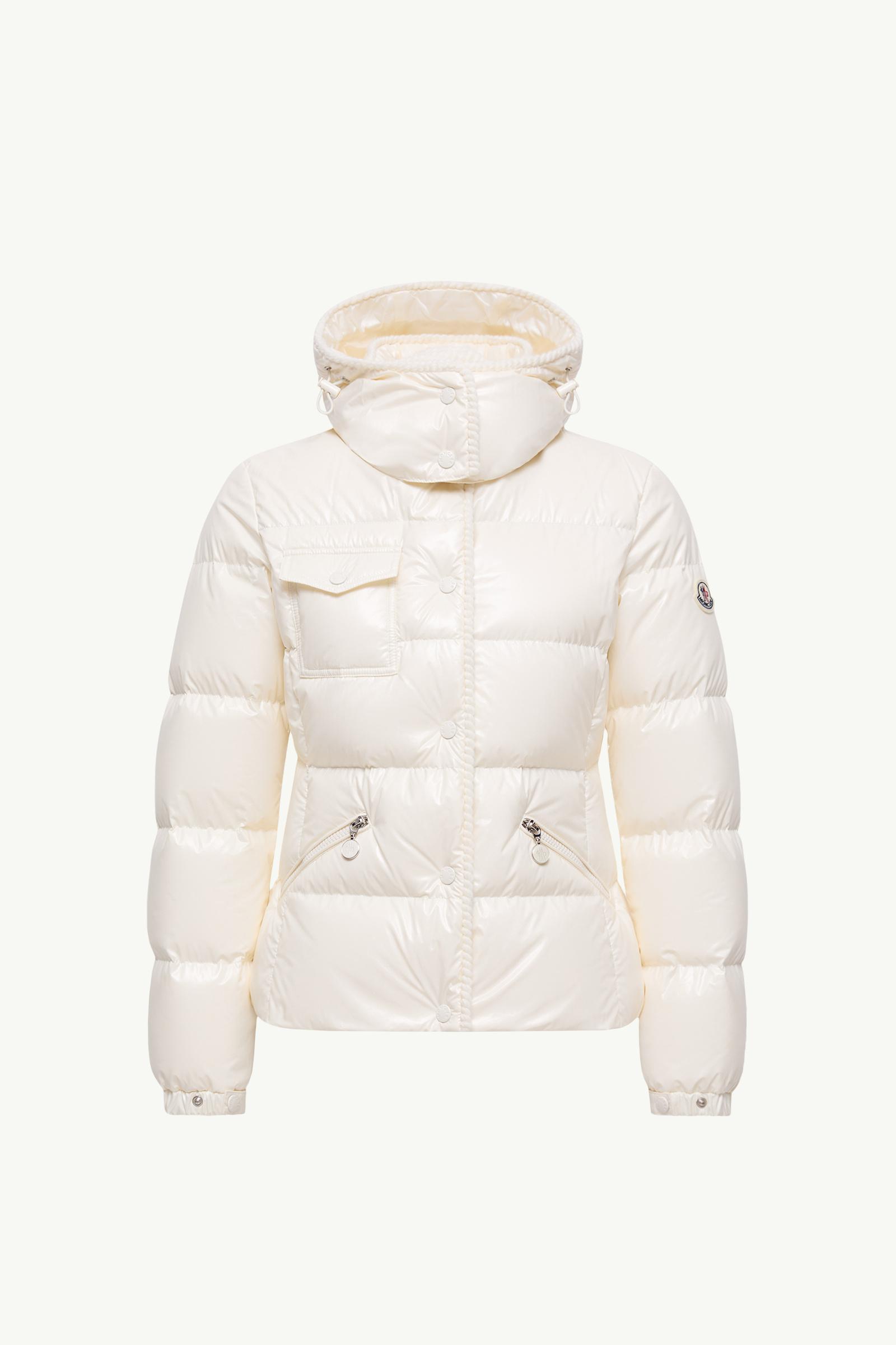 White Glareins Braided Trim Hooded Short Down Jacket - Short Down