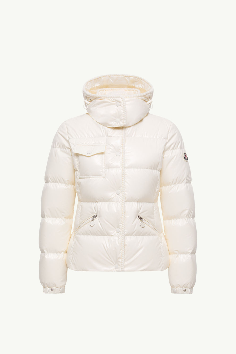 Glareins Braided Trim Hooded Short Down Jacket Women White Moncler 2