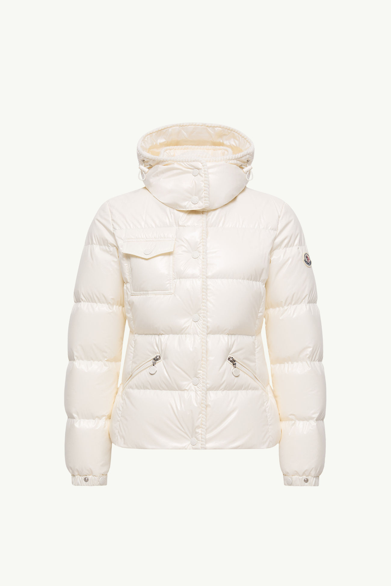 Plumífero corto con capucha y ribete trenzado Glareins Mujer Blanco Moncler 2