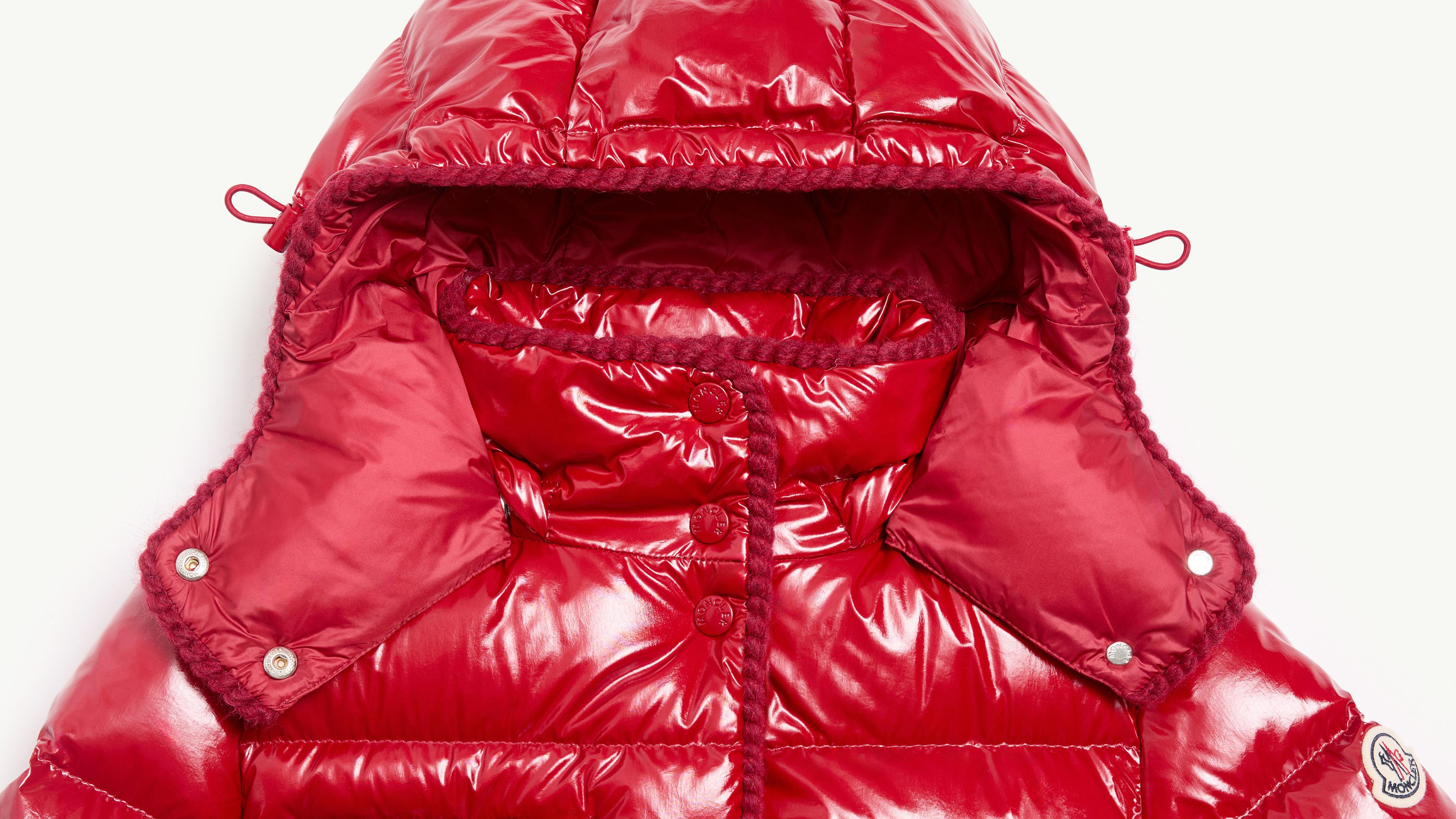 Red Glareins Braided Trim Hooded Short Down Jacket - Short Down