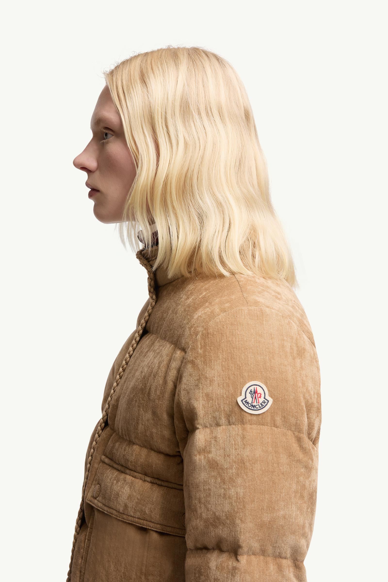 Essarts Braided Trim Corduroy Short Down Jacket Women Beige Moncler 1