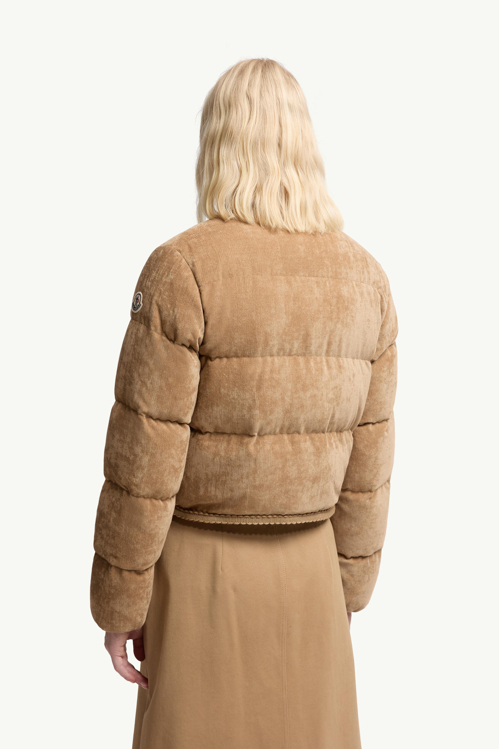 Essarts Braided Trim Corduroy Short Down Jacket Women Beige Moncler 4