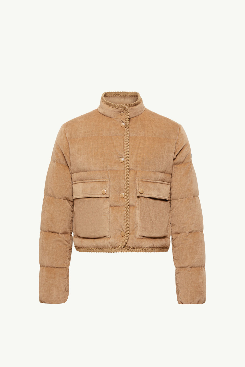 Essarts Braided Trim Corduroy Short Down Jacket Women Beige Moncler 2