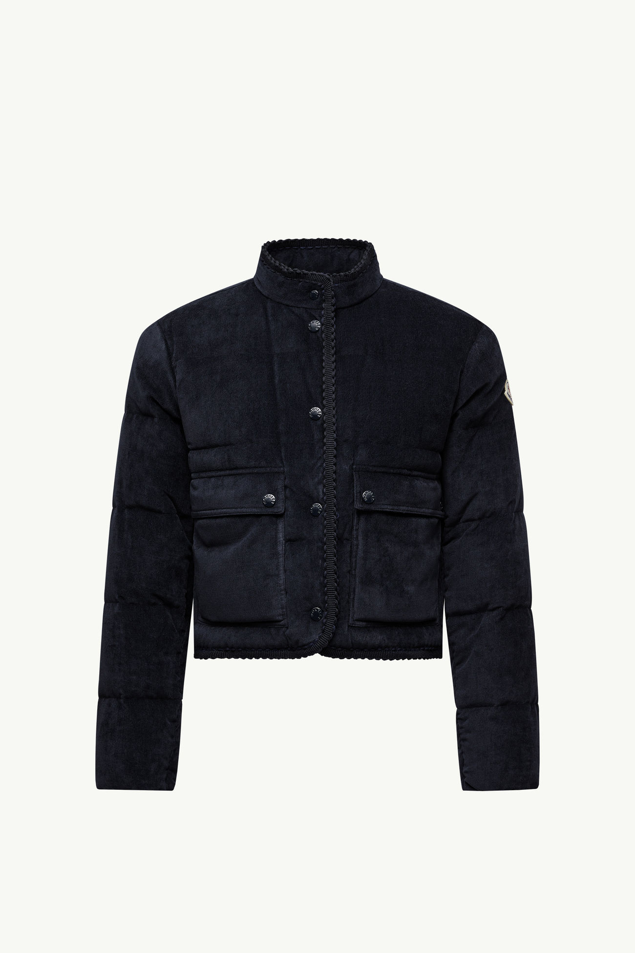 Essarts kurze Daunenjacke aus Cord mit geflochtenem Besatz Damen Blau Moncler 2