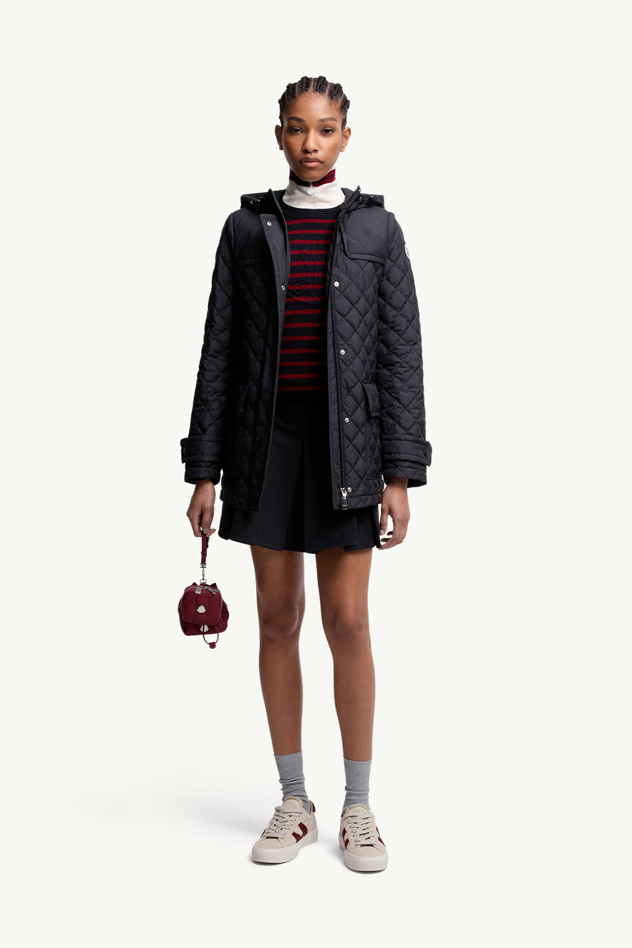 Chacenay Hooded Diamond-Quilted Mid-Length Down Jacket 여성 네이비 블루 Moncler 0