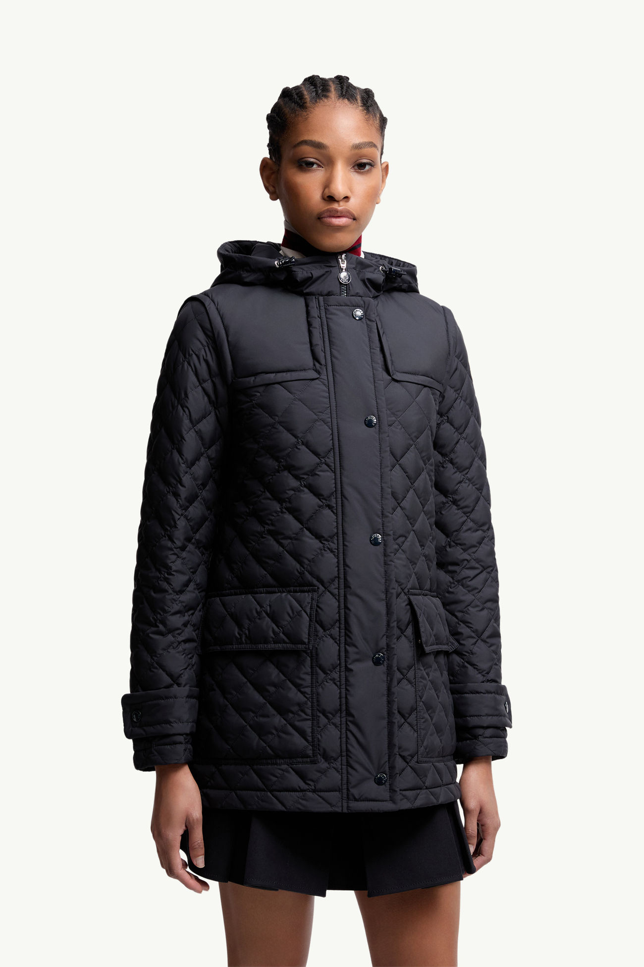 Chacenay Hooded Diamond-Quilted Mid-Length Down Jacket 여성 네이비 블루 Moncler 3