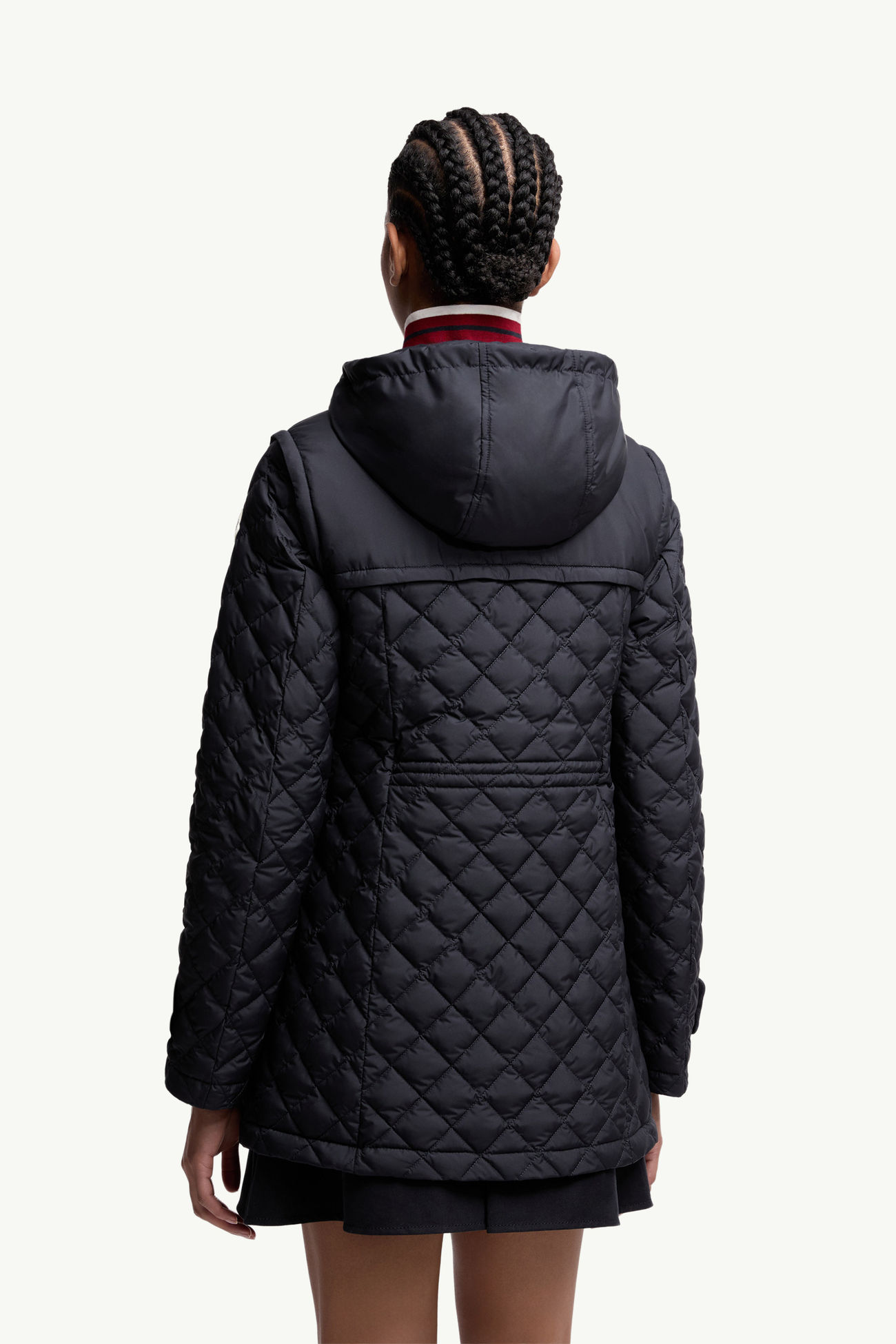 Chacenay Hooded Diamond-Quilted Mid-Length Down Jacket Women Navy Blue Moncler 4