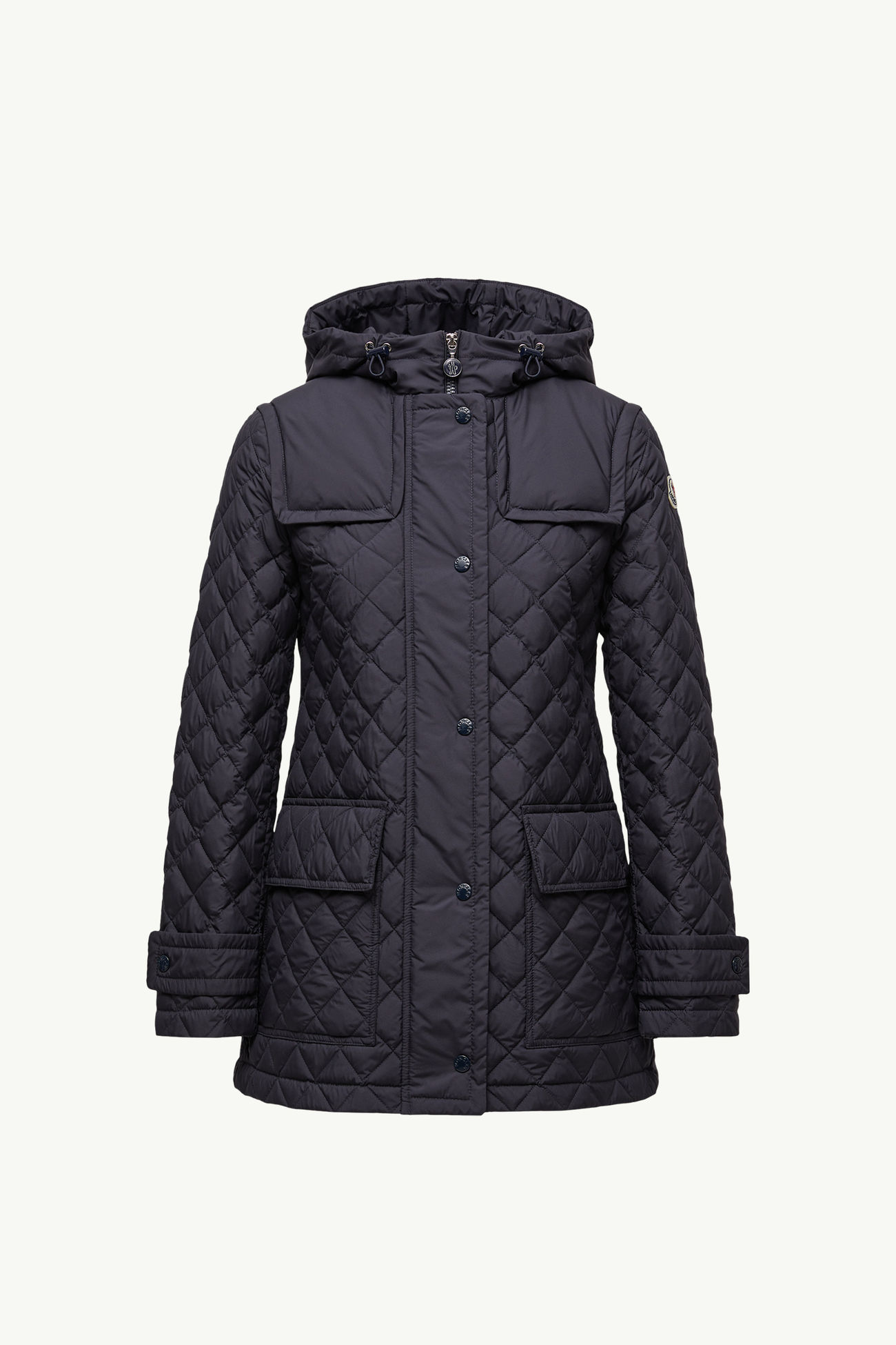 Chacenay Hooded Diamond-Quilted Mid-Length Down Jacket Women Navy Blue Moncler 2