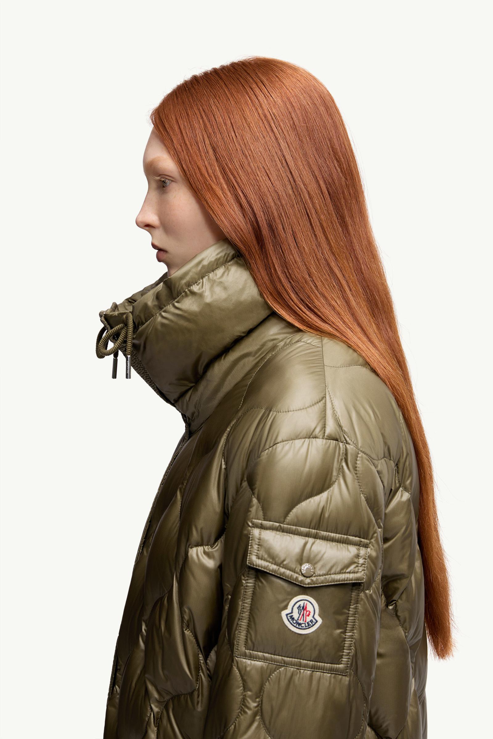 Lombi Hooded Mid-Length Down Jacket Women Olive Green Moncler 1