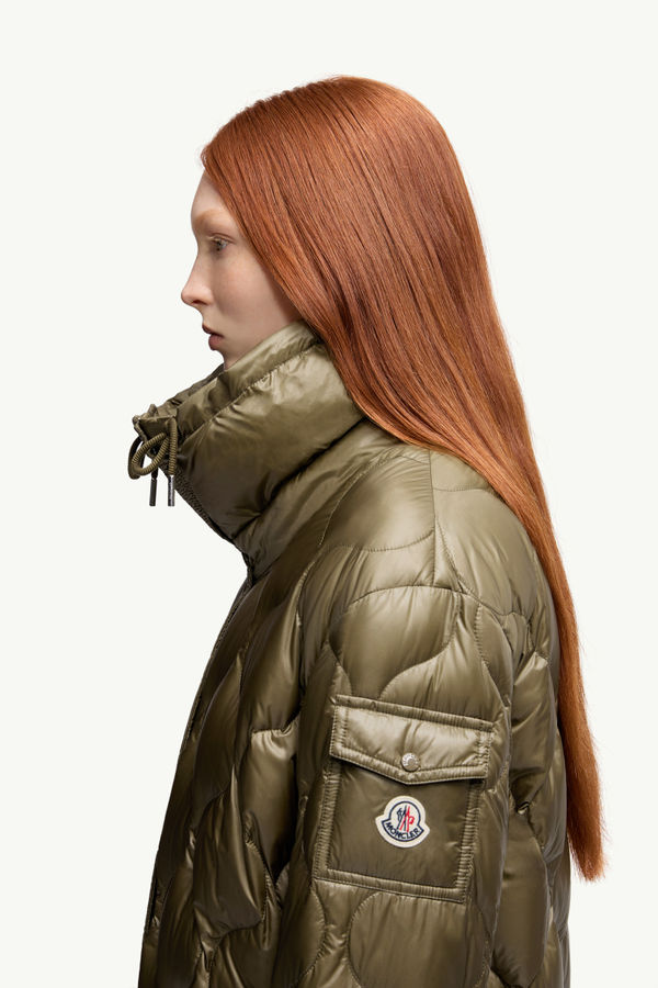Lombi mittellange Daunenjacke mit Kapuze Damen Olivgrün Moncler 1