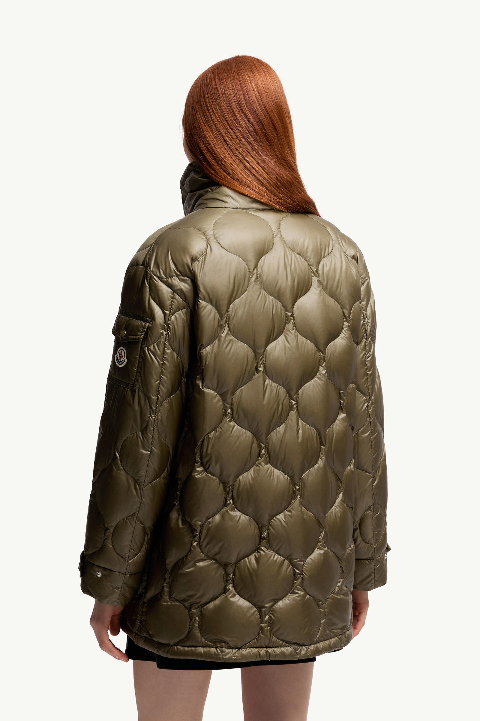 Lombi Hooded Mid-Length Down Jacket Women Olive Green Moncler 4