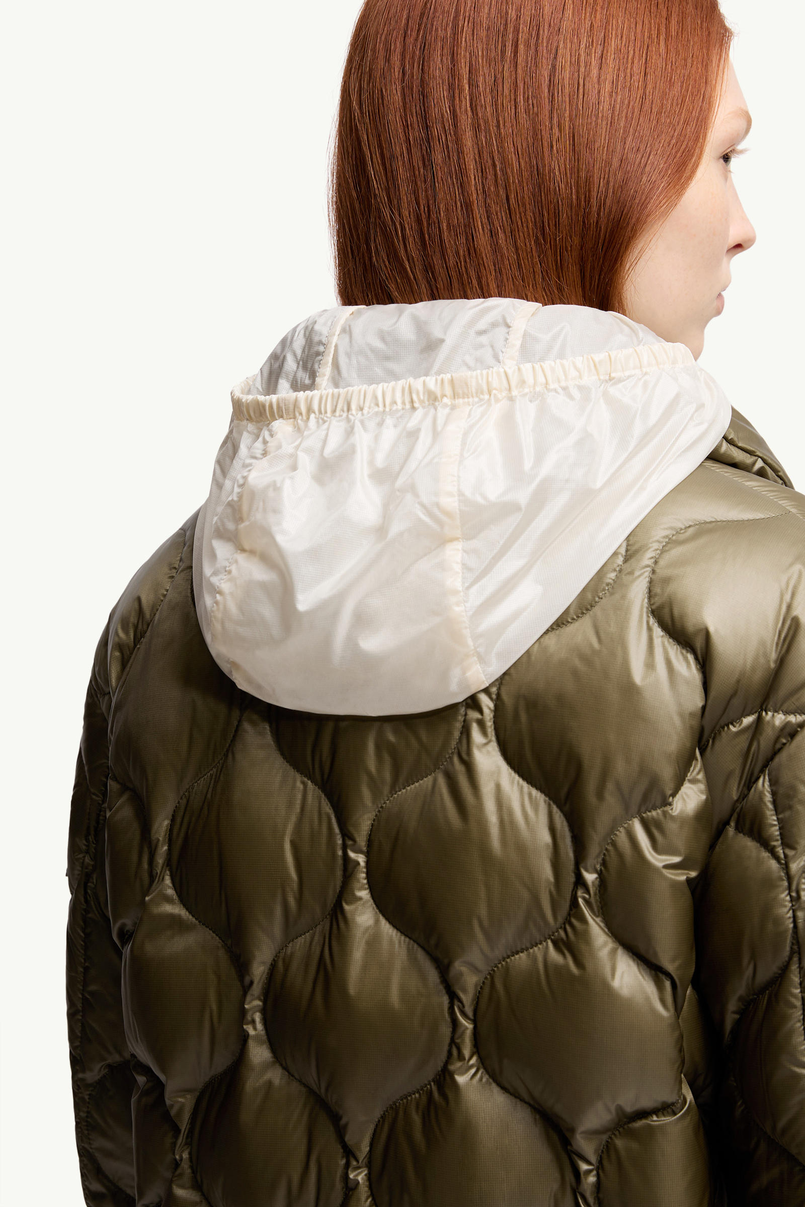 Lombi Hooded Mid-Length Down Jacket Women Olive Green Moncler 6