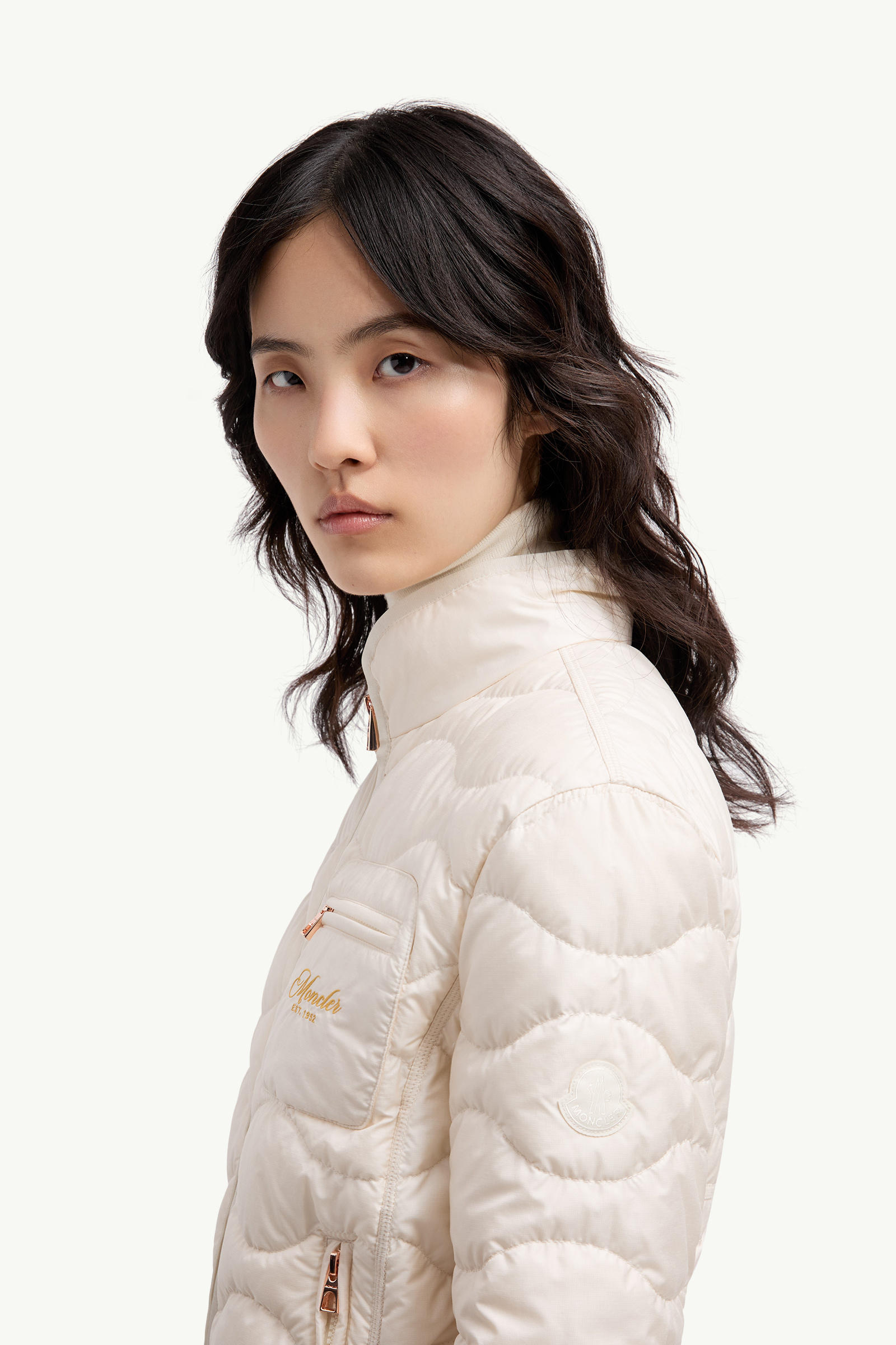 Tegea女士波纹绗缝短款羽绒夹克外套 女士 象牙白 Moncler 1