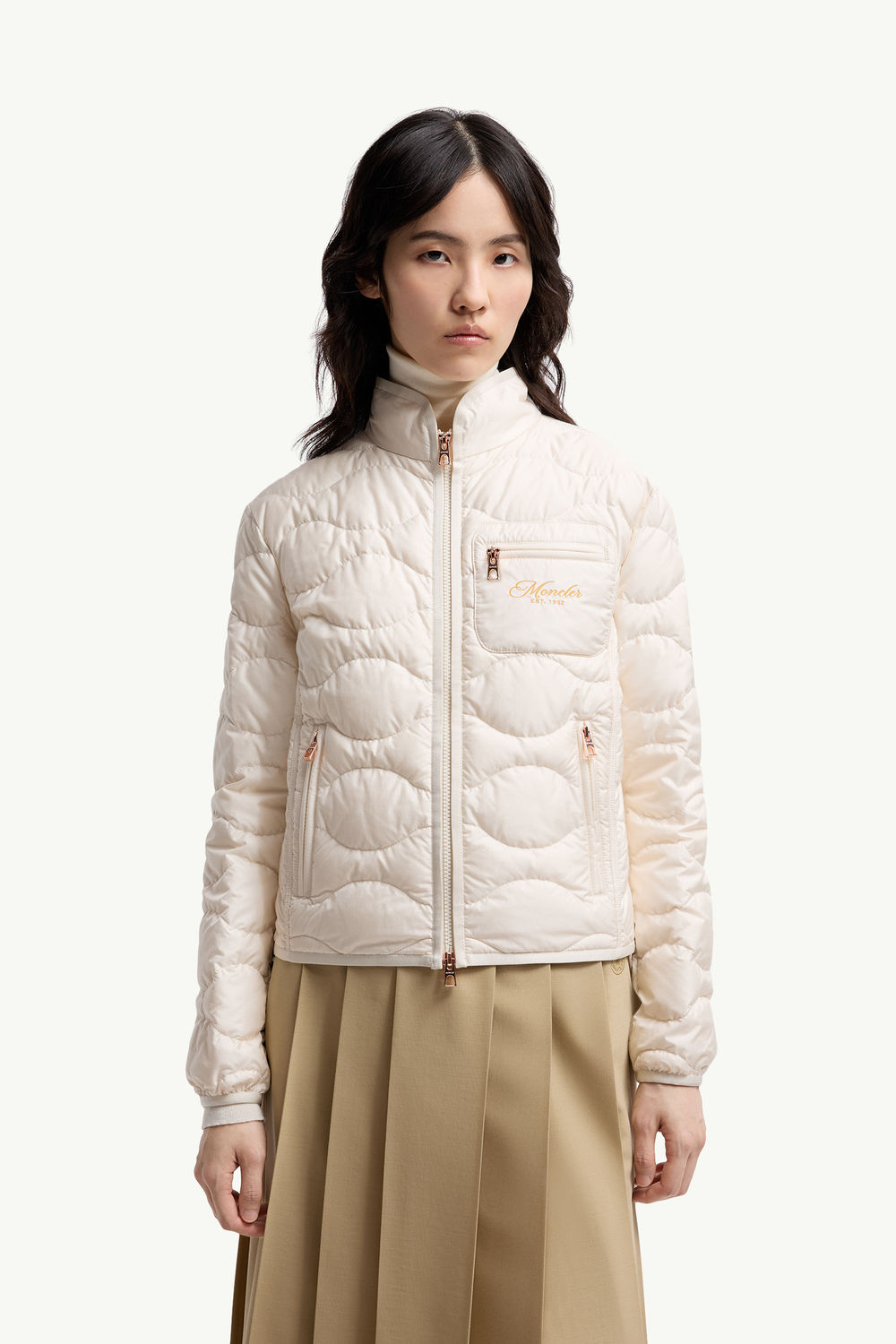 Piumino corto Tegea con trapuntatura ondulata Donna Bianco Avorio Moncler 3