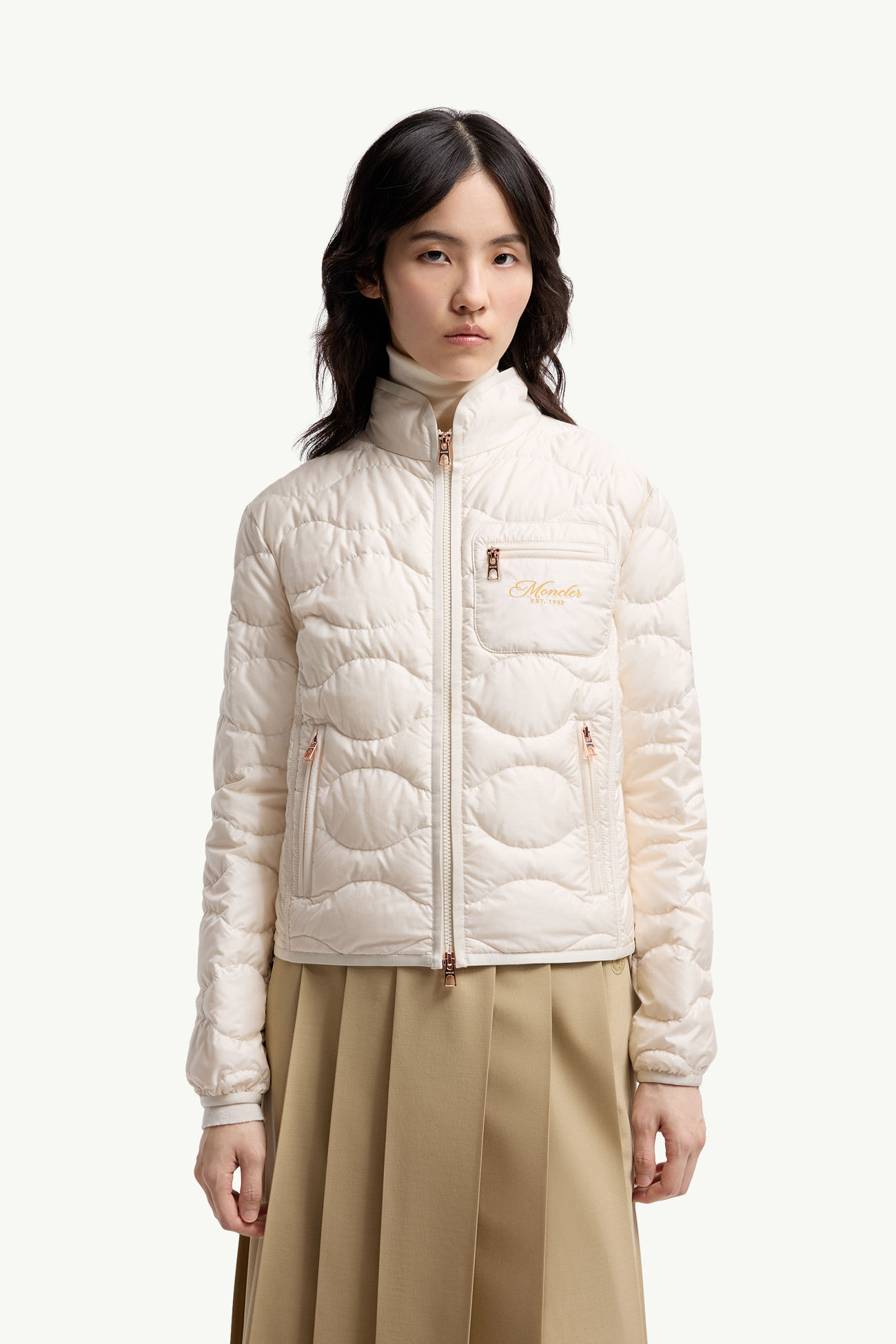 Tegea女士波纹绗缝短款羽绒夹克外套 女士 象牙白 Moncler 3