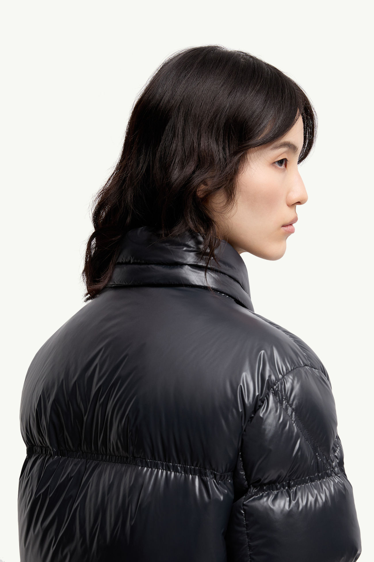 Erea kariert gesteppte kurze Daunenjacke mit Kapuze Damen Schwarz Moncler 5