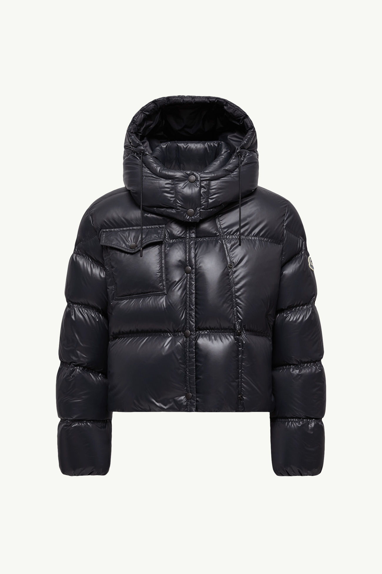 Erea kariert gesteppte kurze Daunenjacke mit Kapuze Damen Schwarz Moncler 2