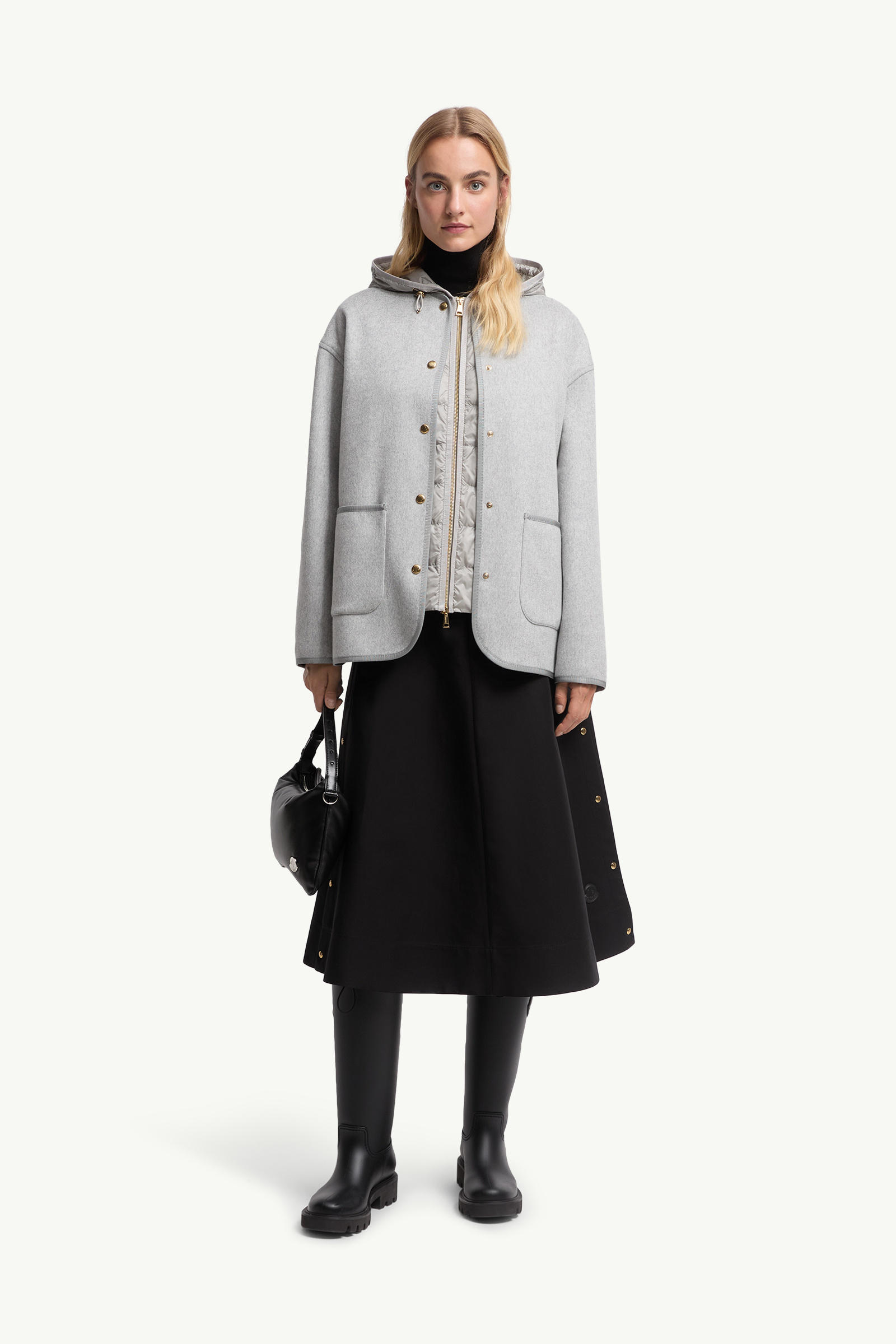 Reposse 3-in-1 Wool & Cashmere Short Down Jacket Women Gray Moncler 0