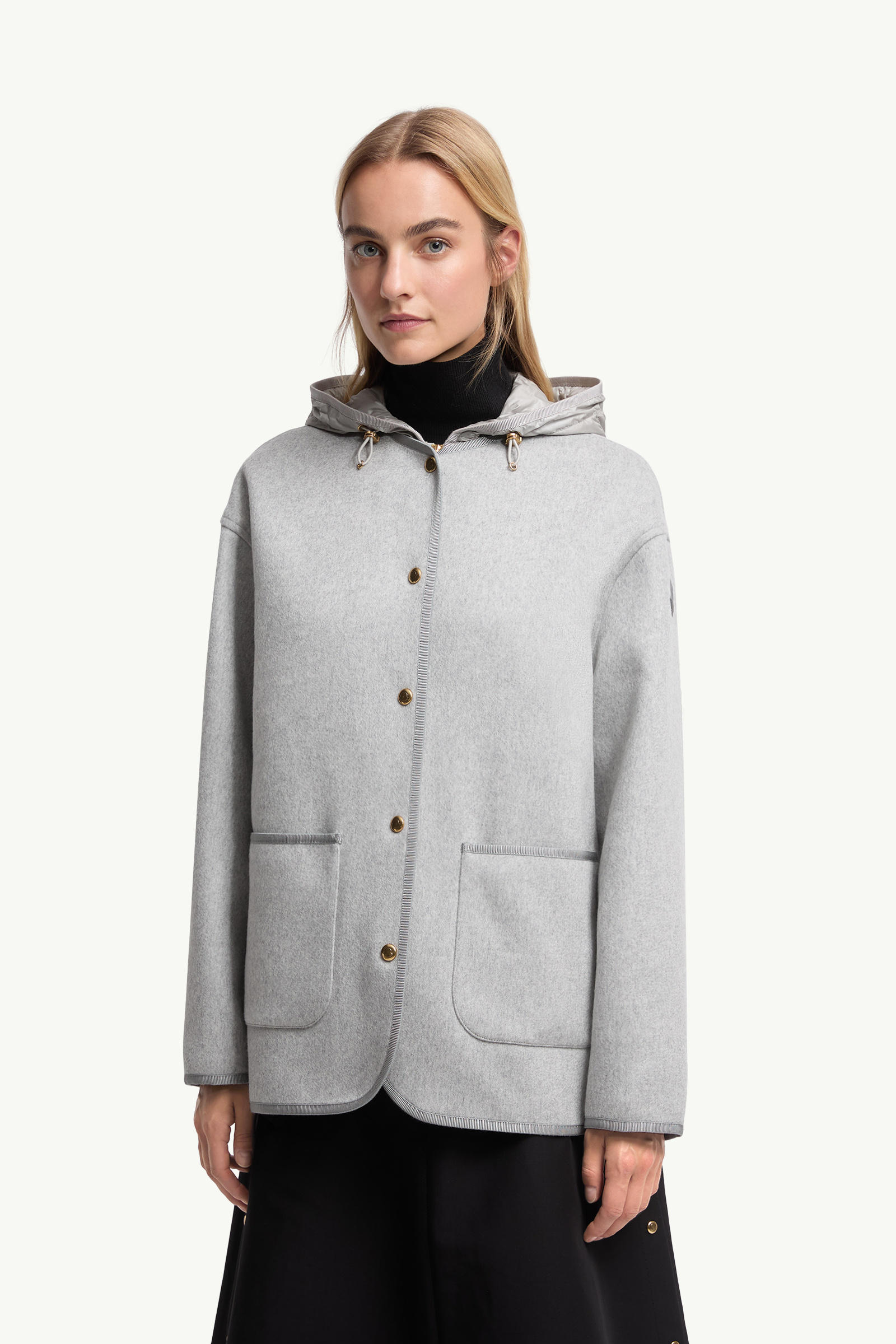 Reposse 3-in-1 Wool & Cashmere Short Down Jacket Women Gray Moncler 3