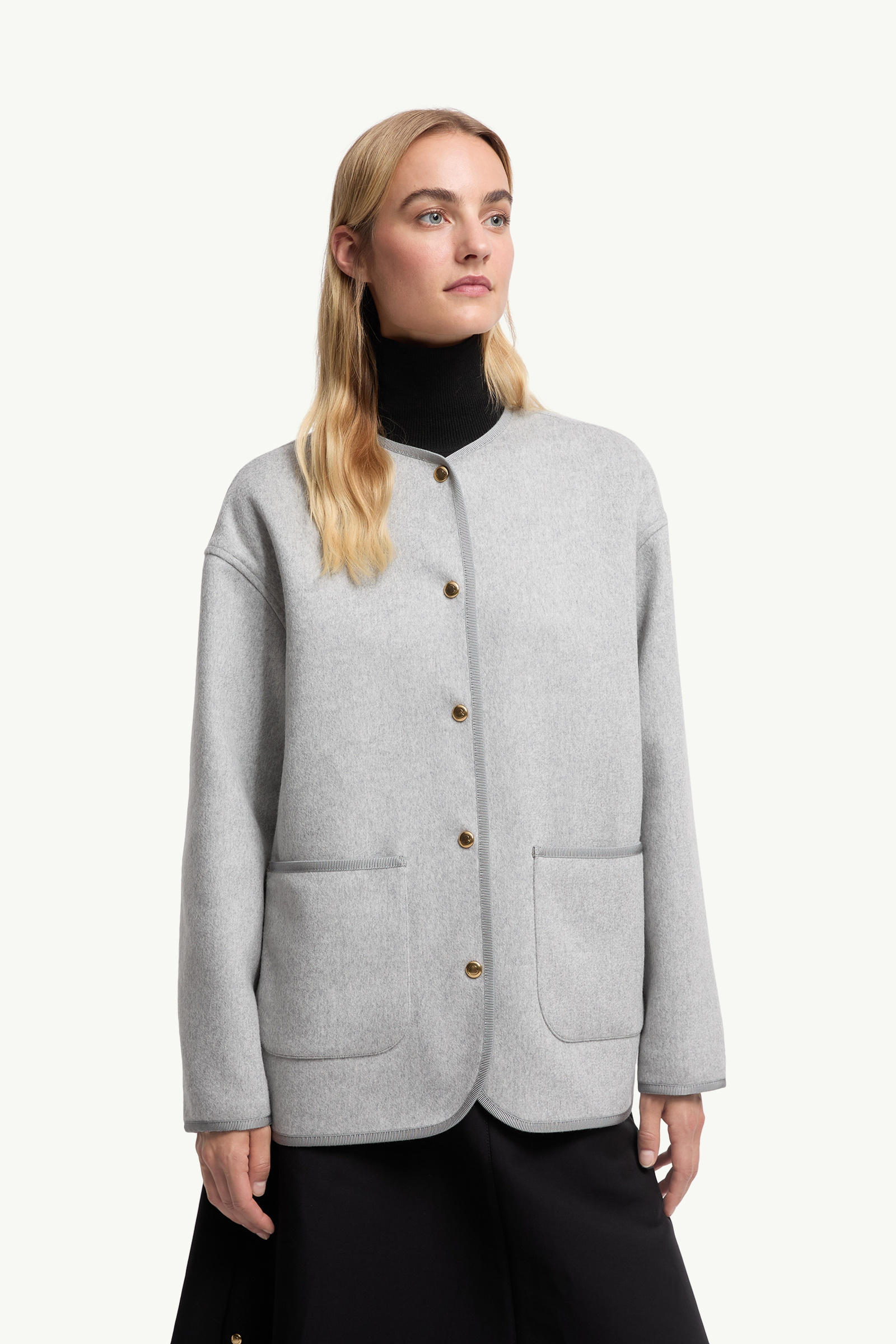 Reposse 3-in-1 Wool & Cashmere Short Down Jacket Women Gray Moncler 5