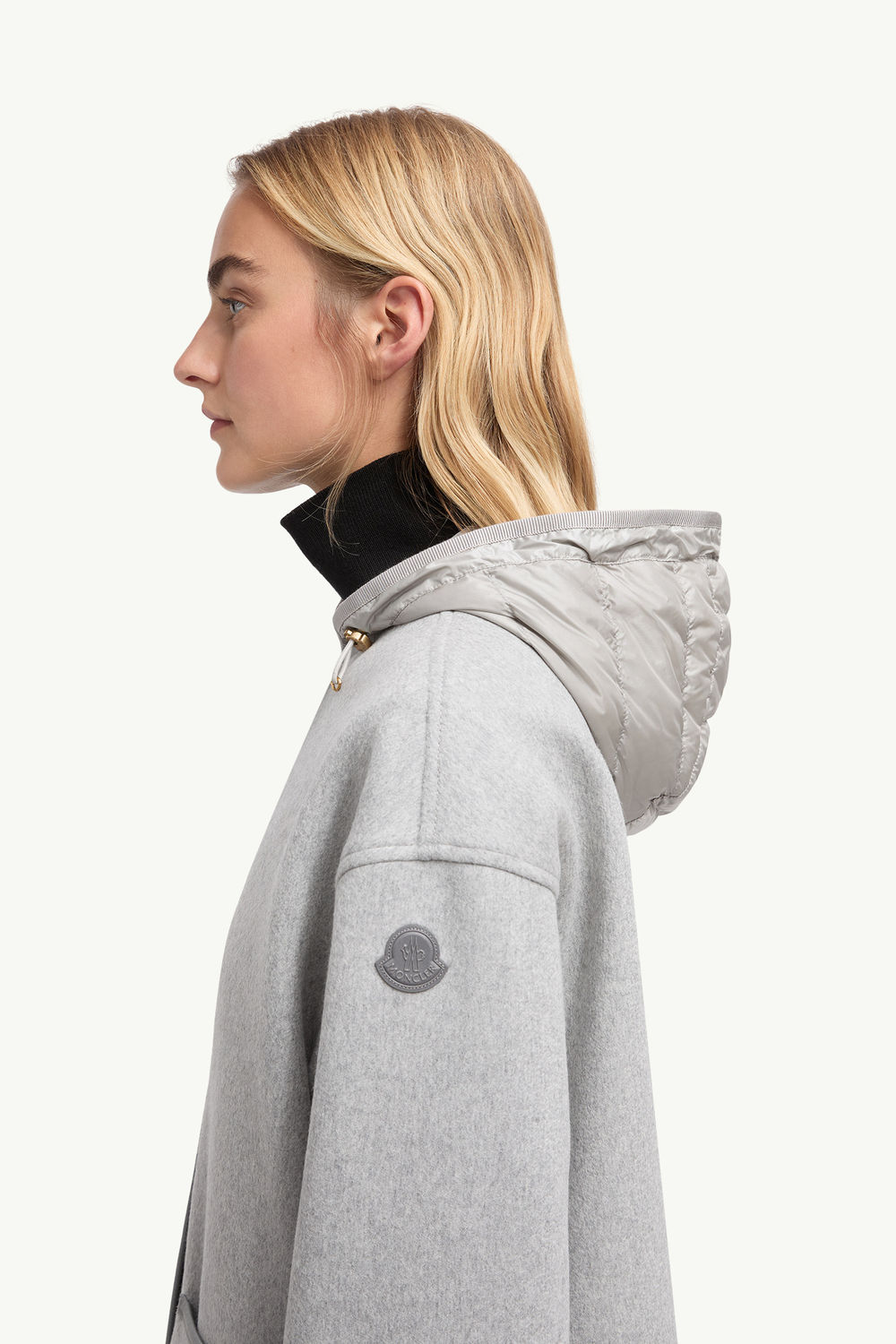 Reposse 3-in-1 Wool & Cashmere Short Down Jacket Women Gray Moncler 7