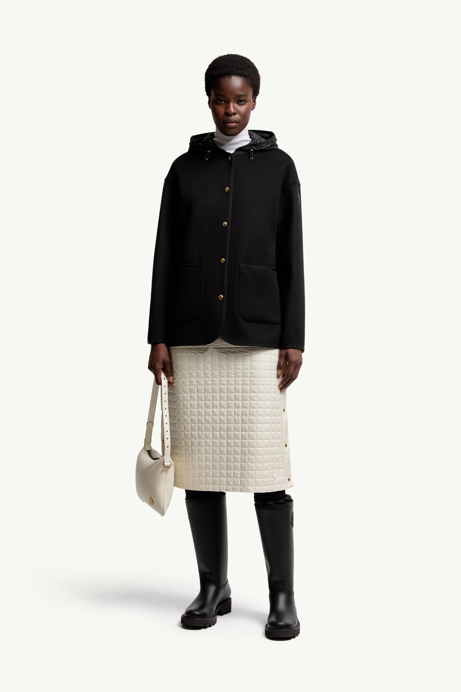 Reposse 3-in-1 Wool & Cashmere Short Down Jacket Women Black Moncler 0
