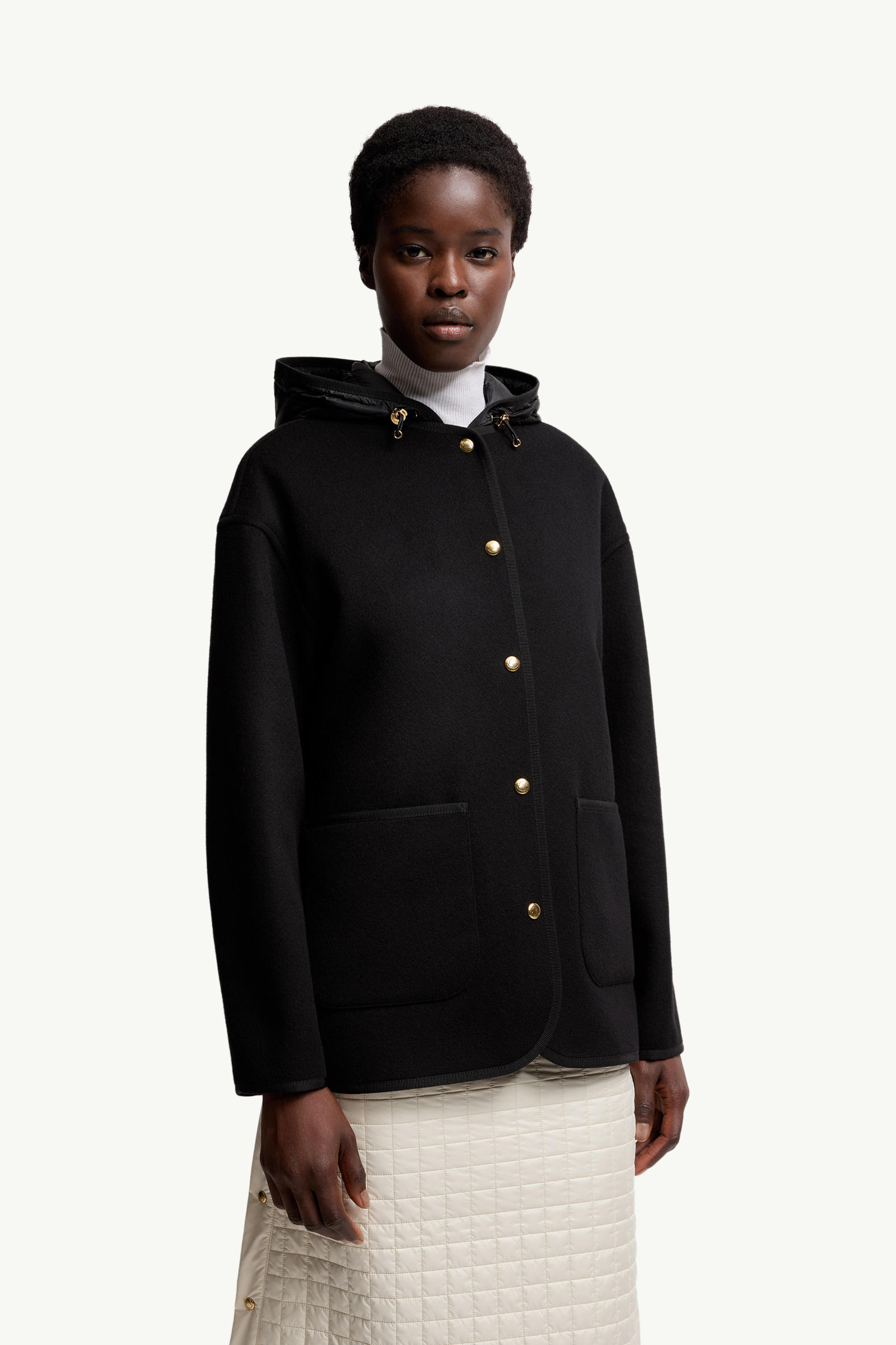 Reposse 3-in-1 Wool & Cashmere Short Down Jacket Women Black Moncler 3