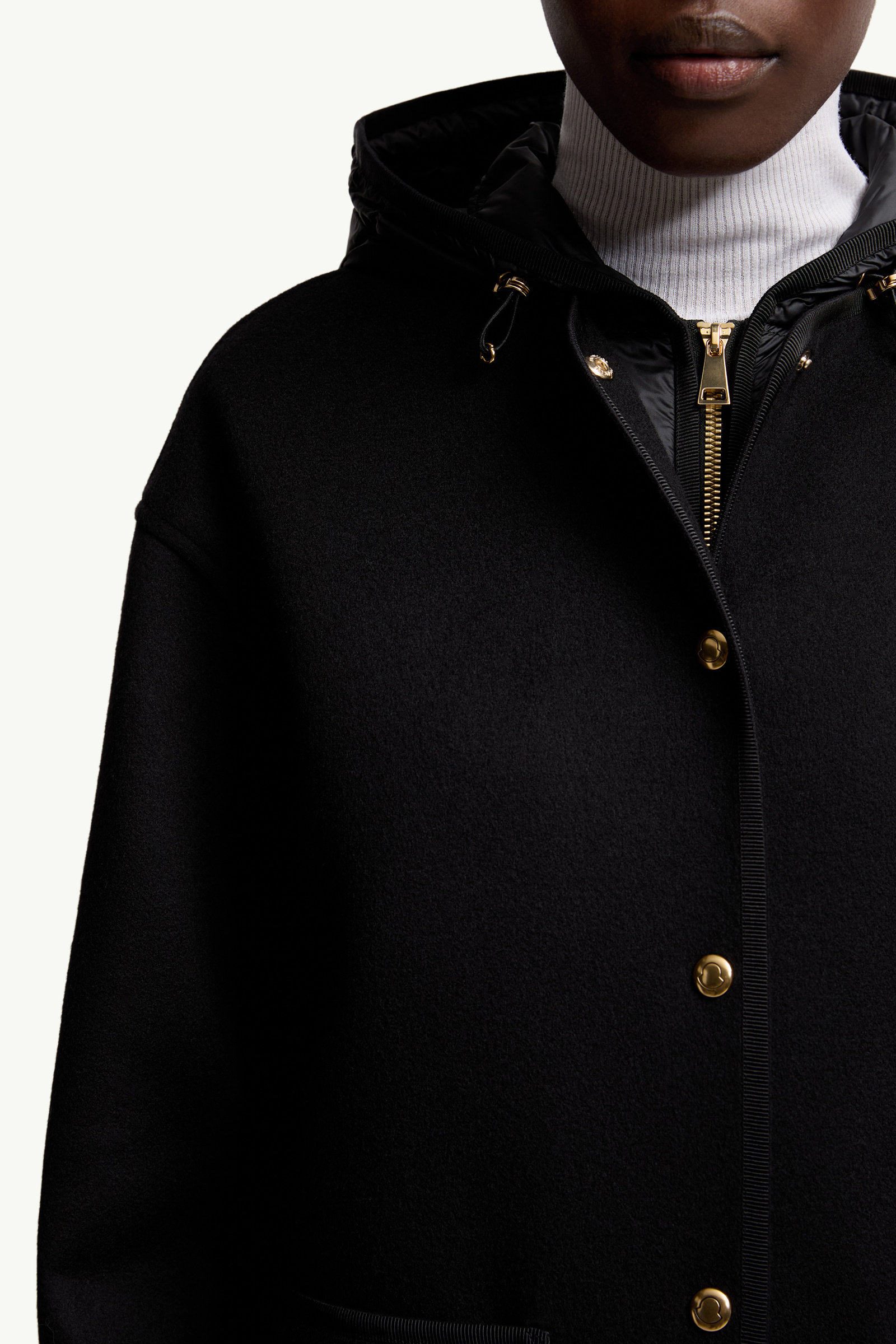 Reposse 3-in-1 Wool & Cashmere Short Down Jacket Women Black Moncler 7