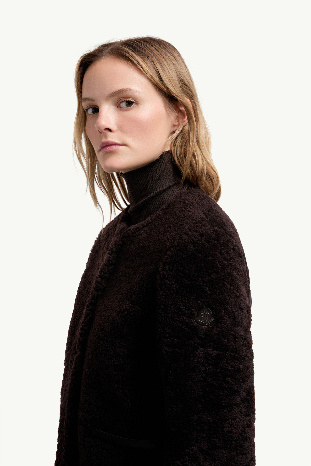 Epernon Shearling Short Down Jacket Women Brown Moncler 1