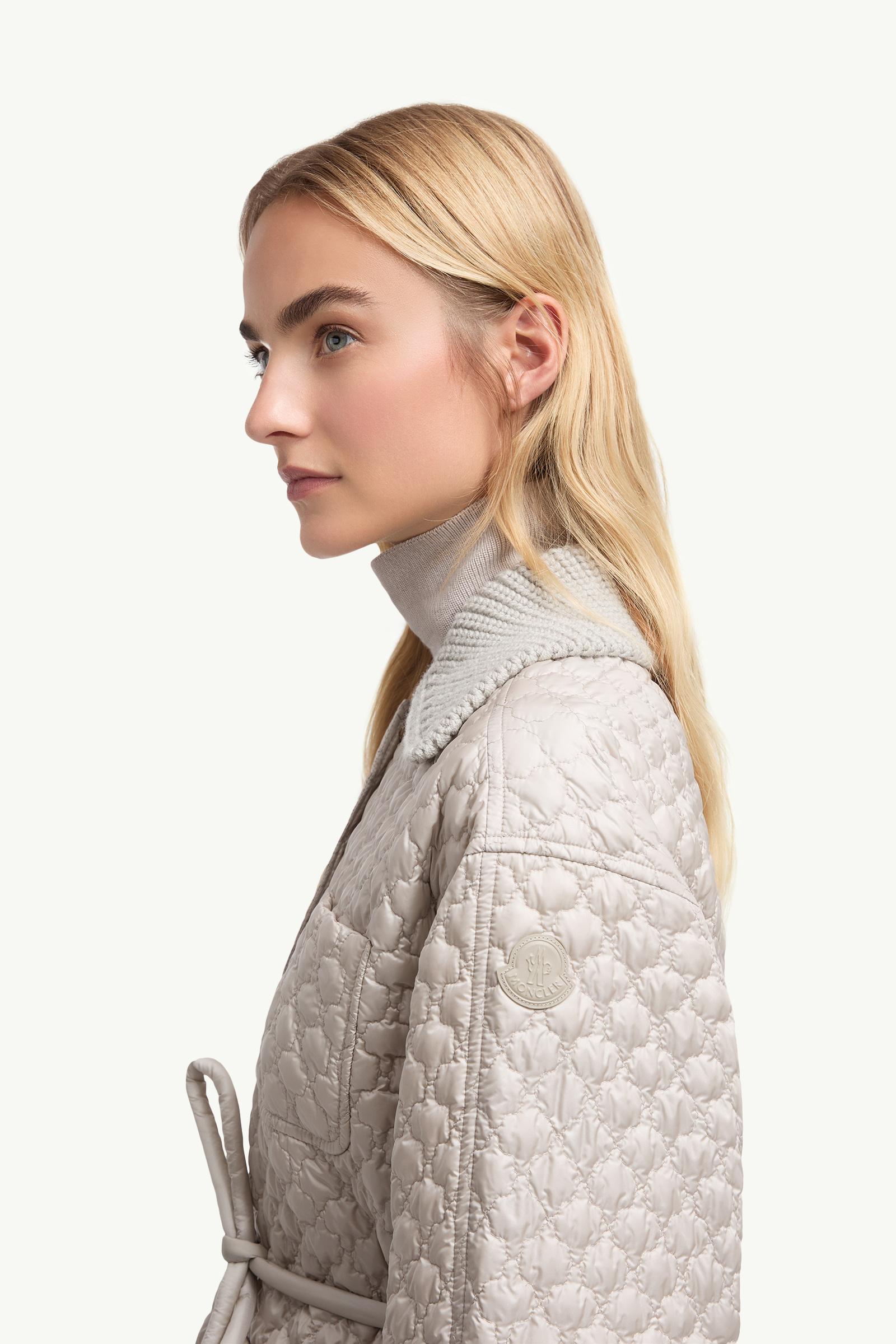 Raray Belted Short Down Jacket Women Gray  Beige Moncler 1