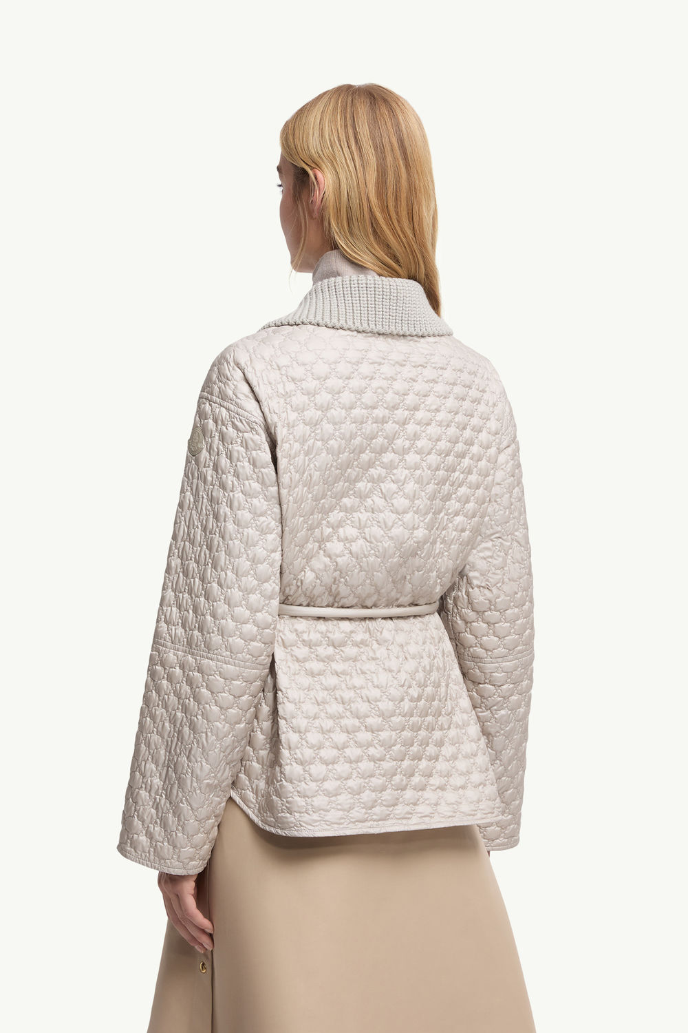 Raray Belted Short Down Jacket Women Gray  Beige Moncler 4