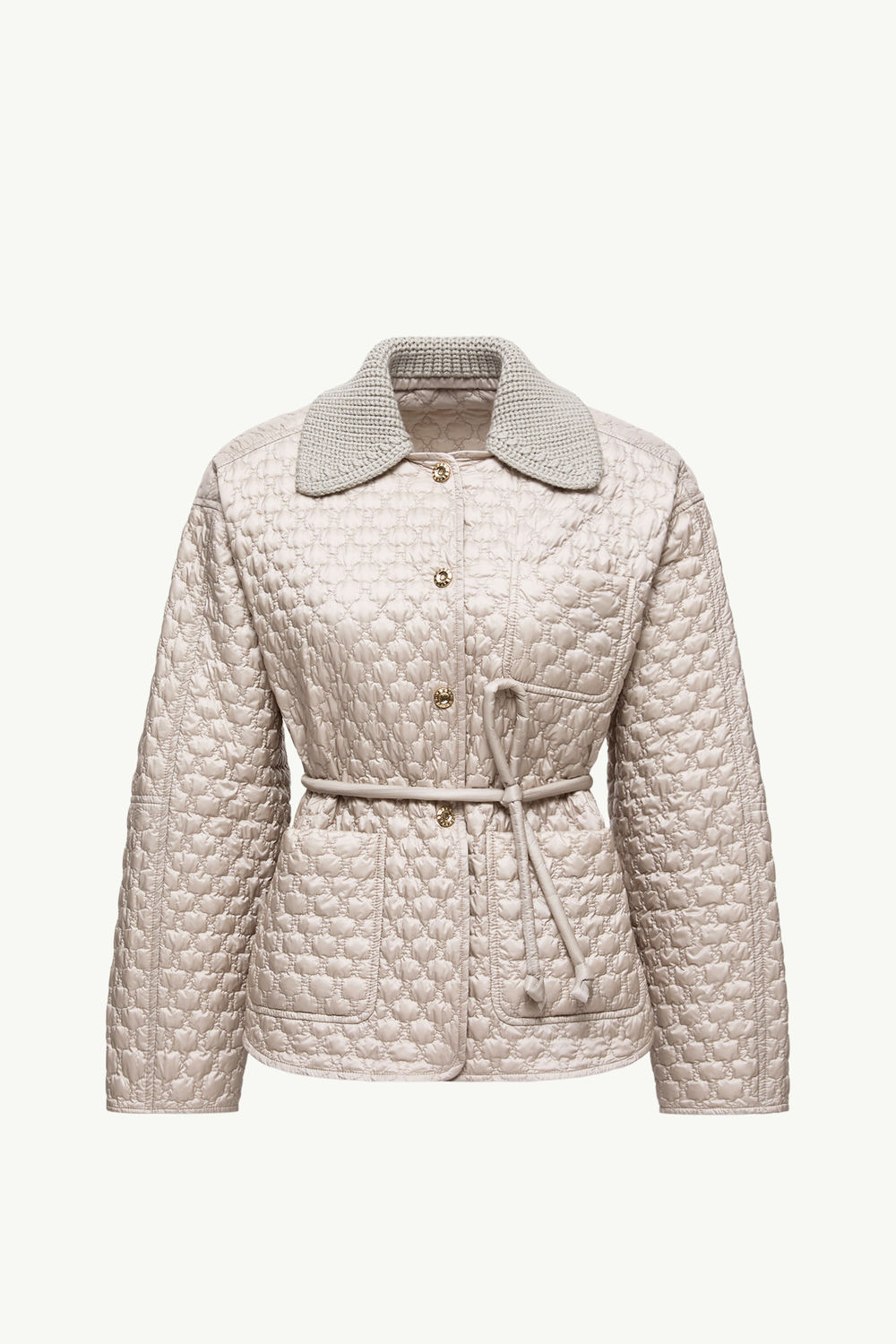 Raray Belted Short Down Jacket Women Gray  Beige Moncler 2