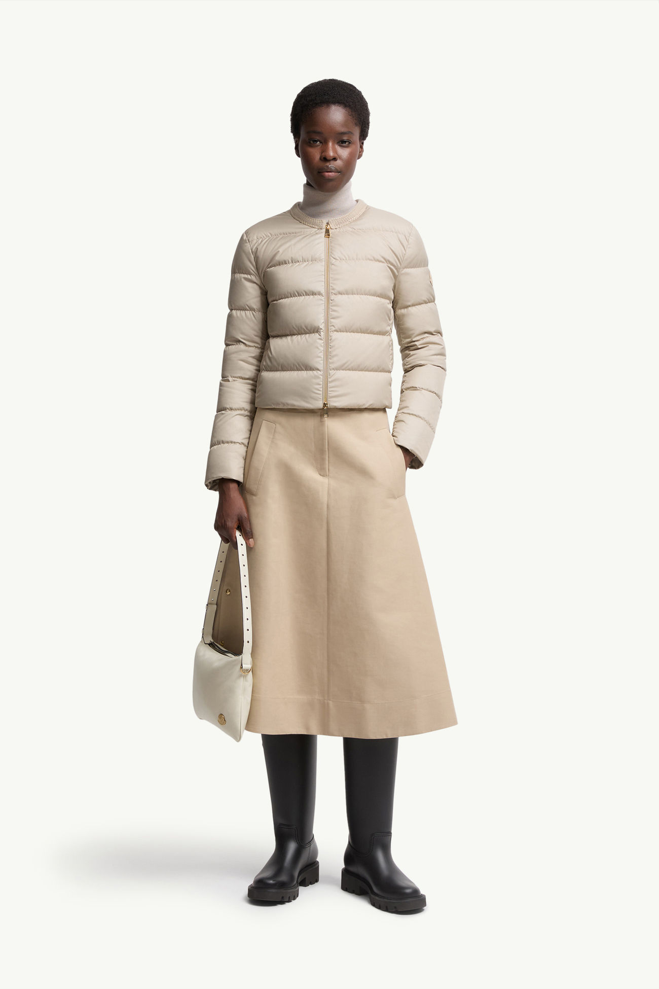 Mauvezin女士羊毛饰边短款羽绒夹克外套 女士 米色 Moncler 0
