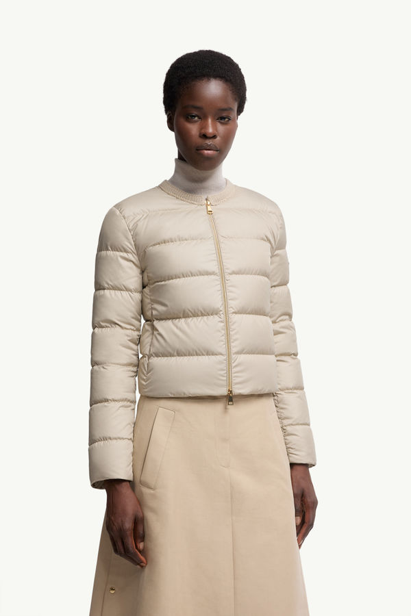 Mauvezin Wool-Trimmed Short Down Jacket Women Beige Moncler 3