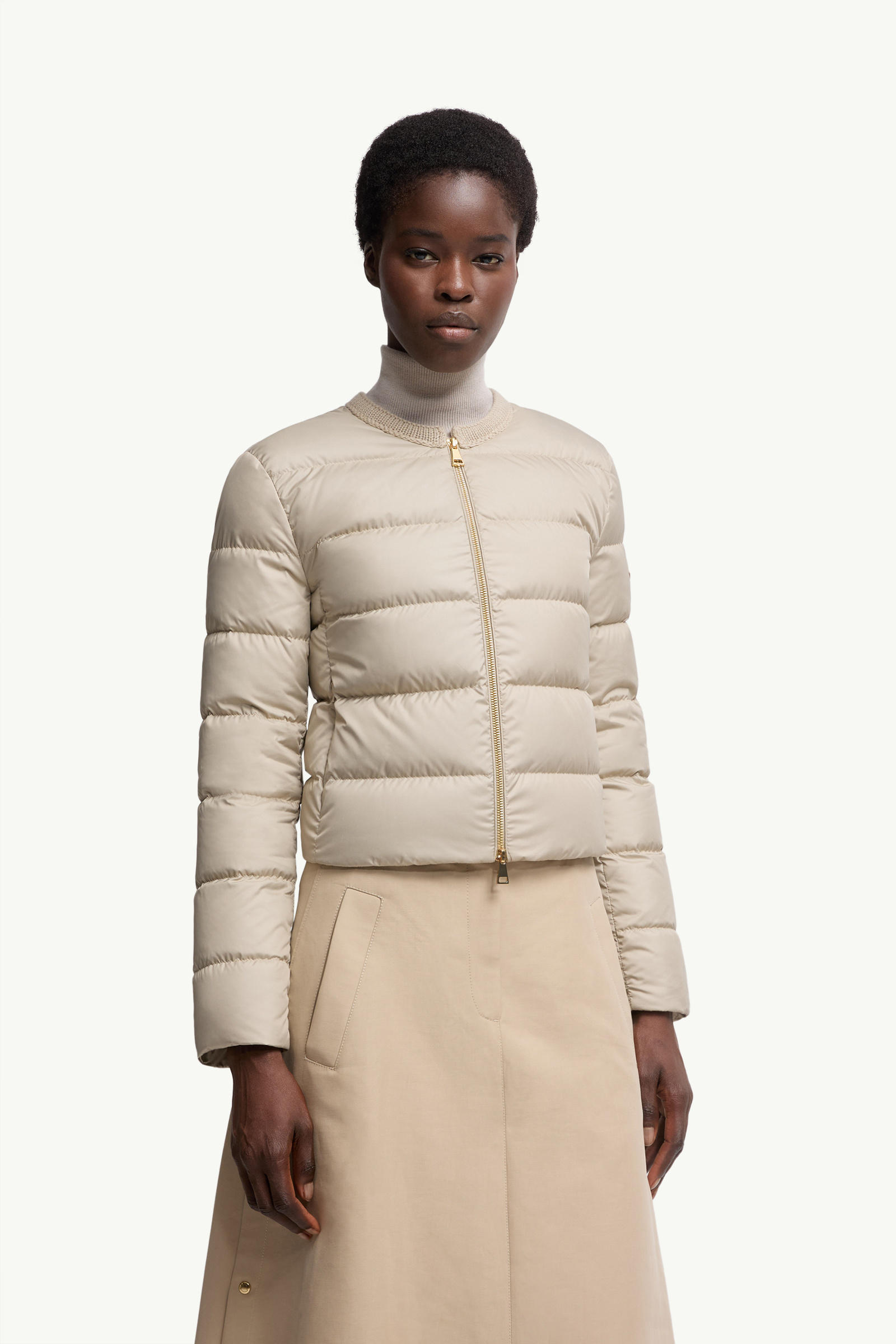 Mauvezin Wool-Trimmed Short Down Jacket Women Beige Moncler 3