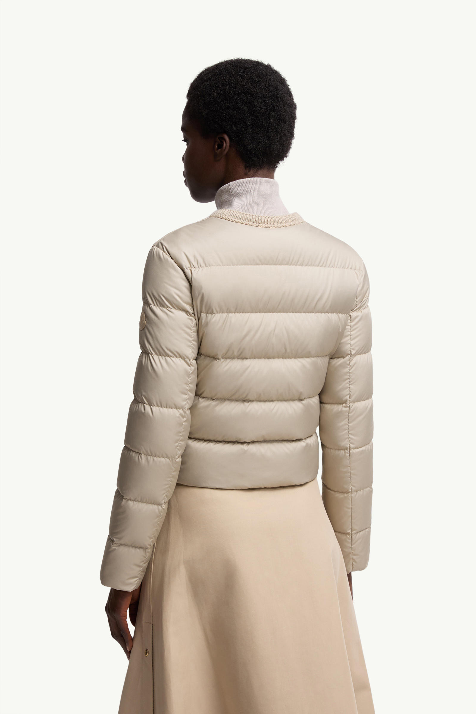 Mauvezin Wool-Trimmed Short Down Jacket Women Beige Moncler 4