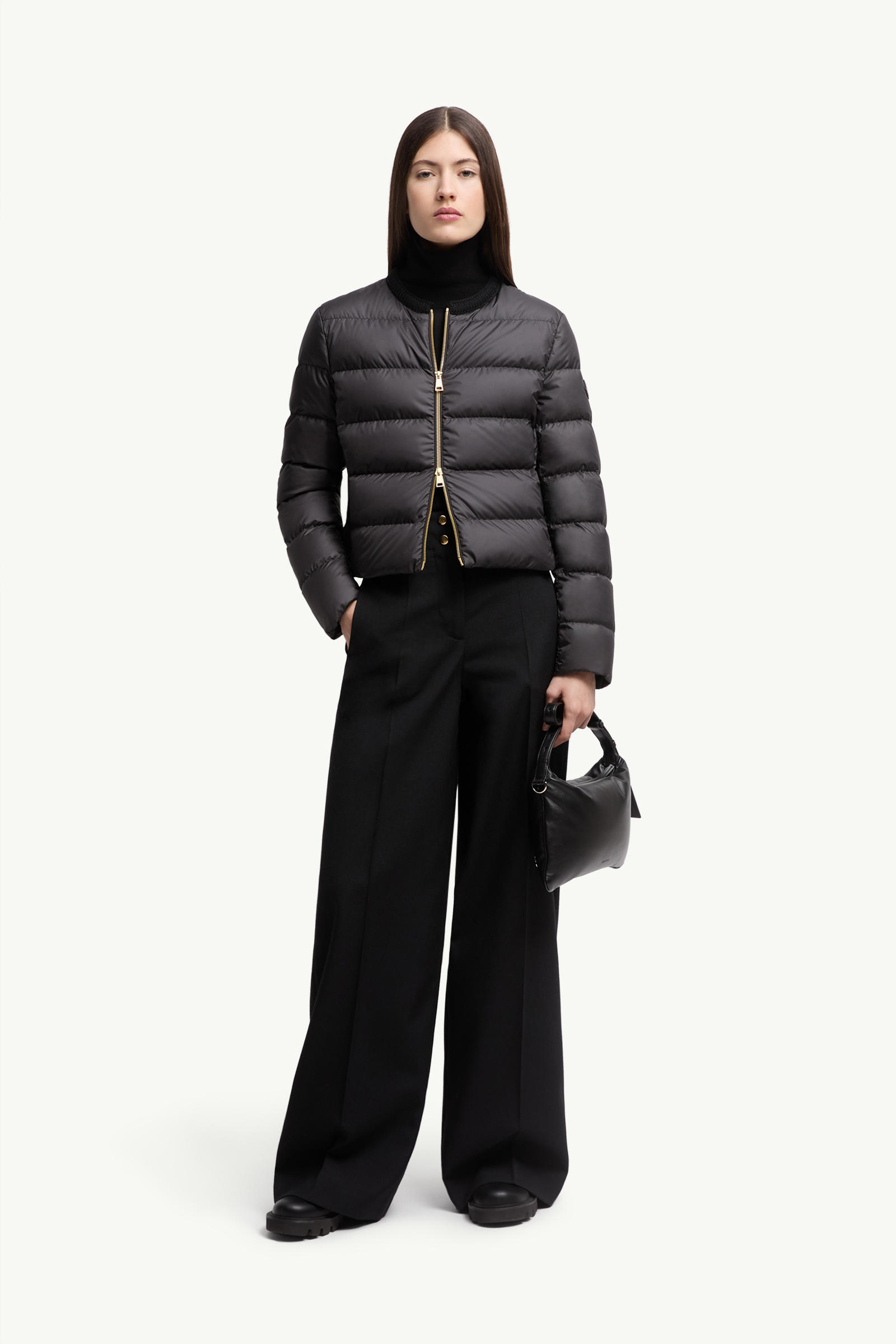 Mauvezin Wool-Trimmed Short Down Jacket Women Black Moncler 0