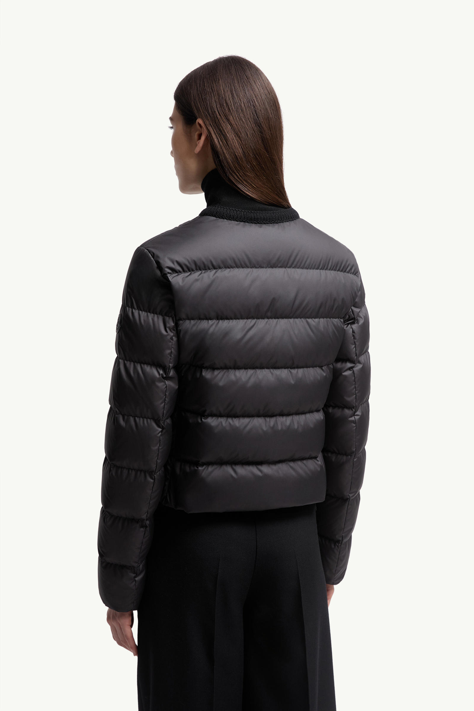 Mauvezin Wool-Trimmed Short Down Jacket Women Black Moncler 4
