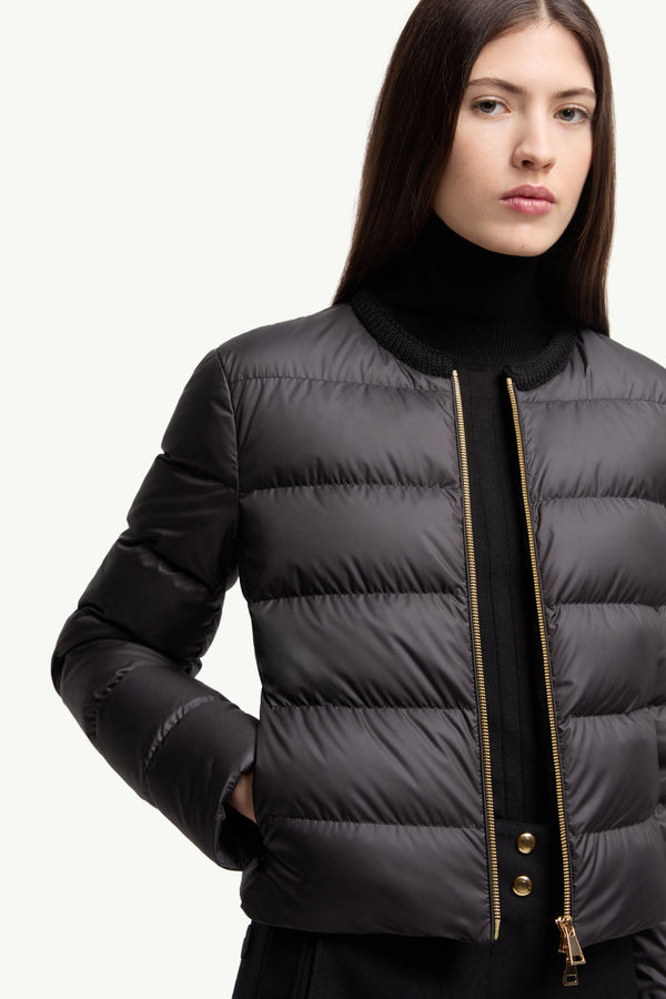 Mauvezin Wool-Trimmed Short Down Jacket Women Black Moncler 5