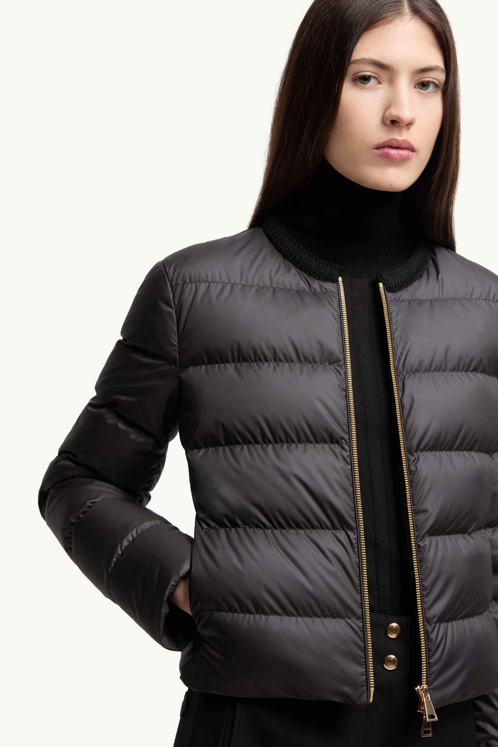 Mauvezin Wool-Trimmed Short Down Jacket Women Black Moncler 5