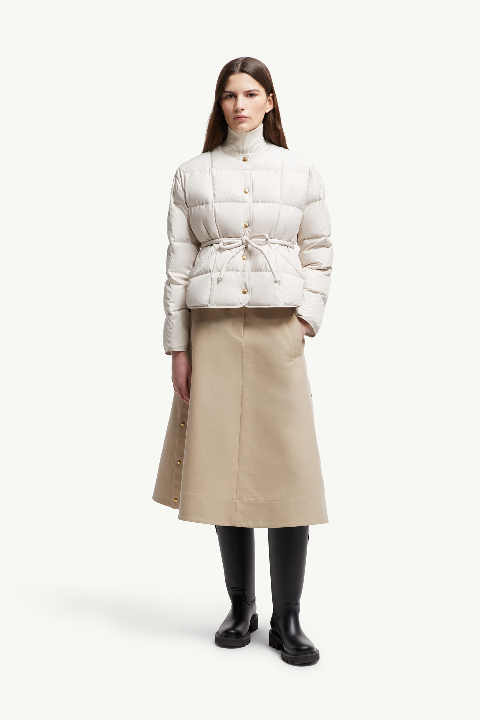 Caramagne Belted Short Down Jacket Women White Moncler 0