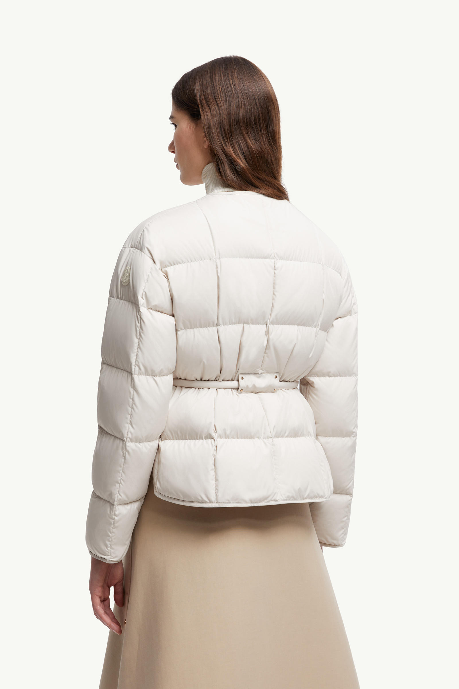 Caramagne Belted Short Down Jacket Women White Moncler 4