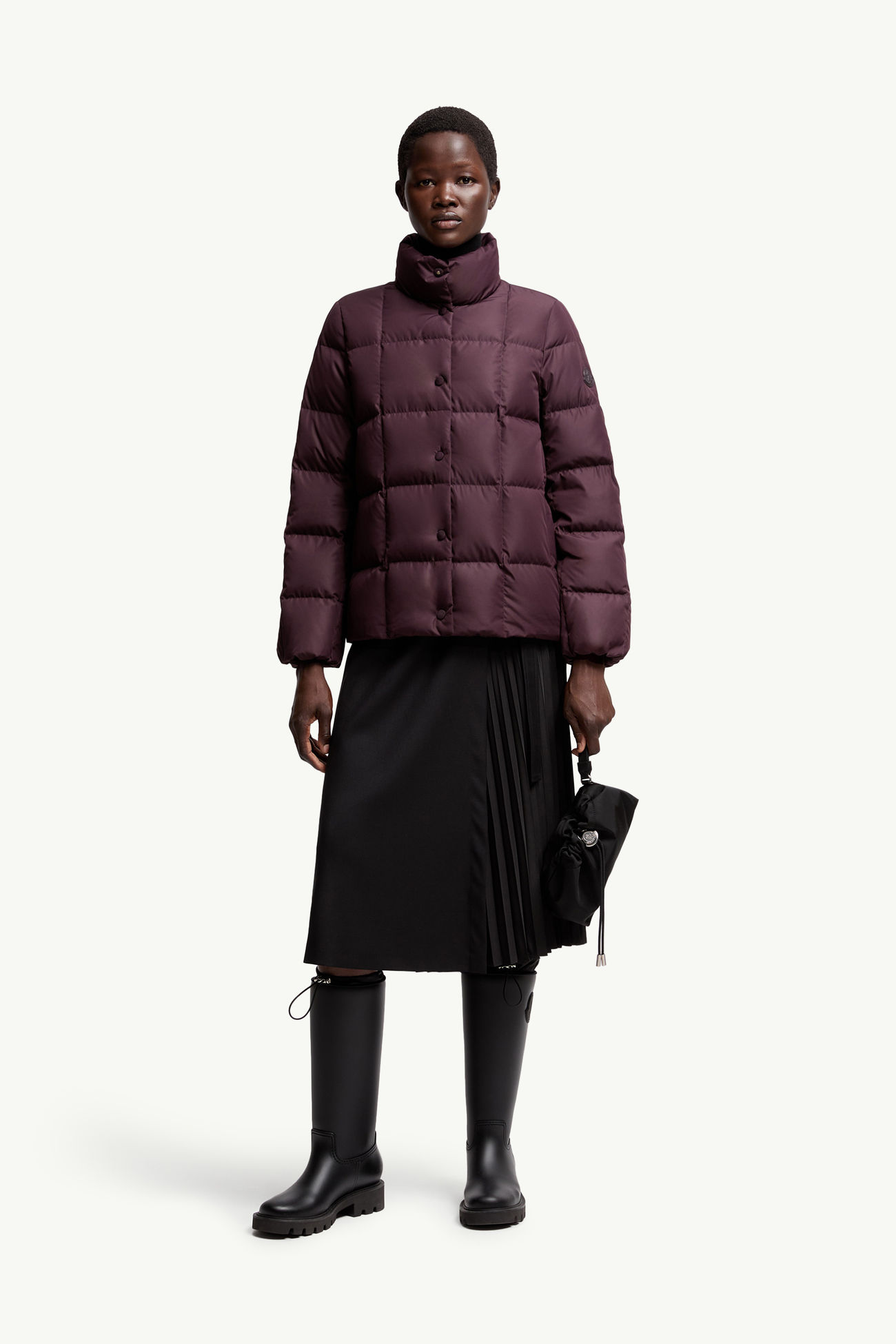 Cochevinne quadratisch gesteppte kurze Daunenjacke Damen Burgunderrot Moncler 0